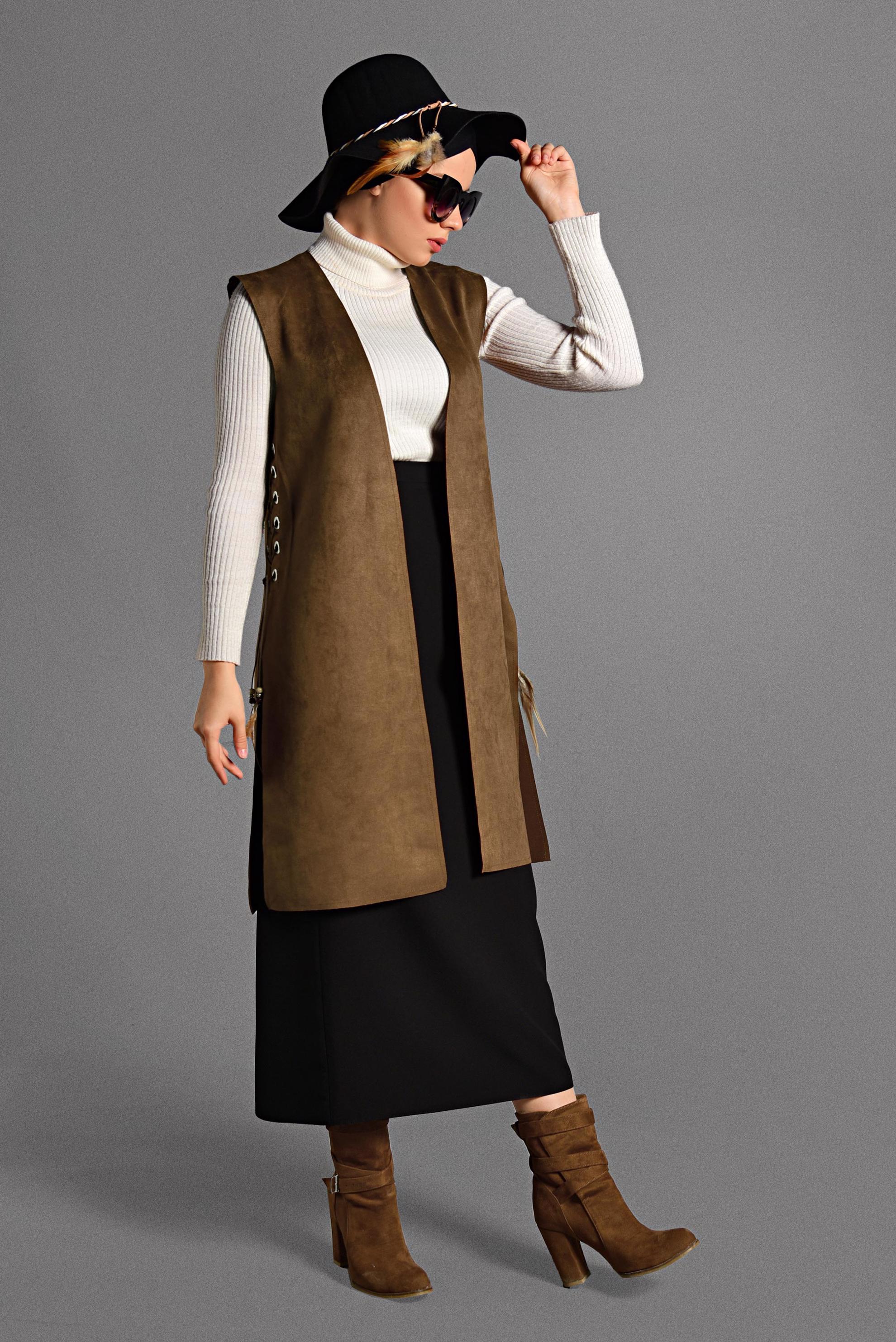 Hijab clothing TABA GROMMET DETAILED VEST 4037 