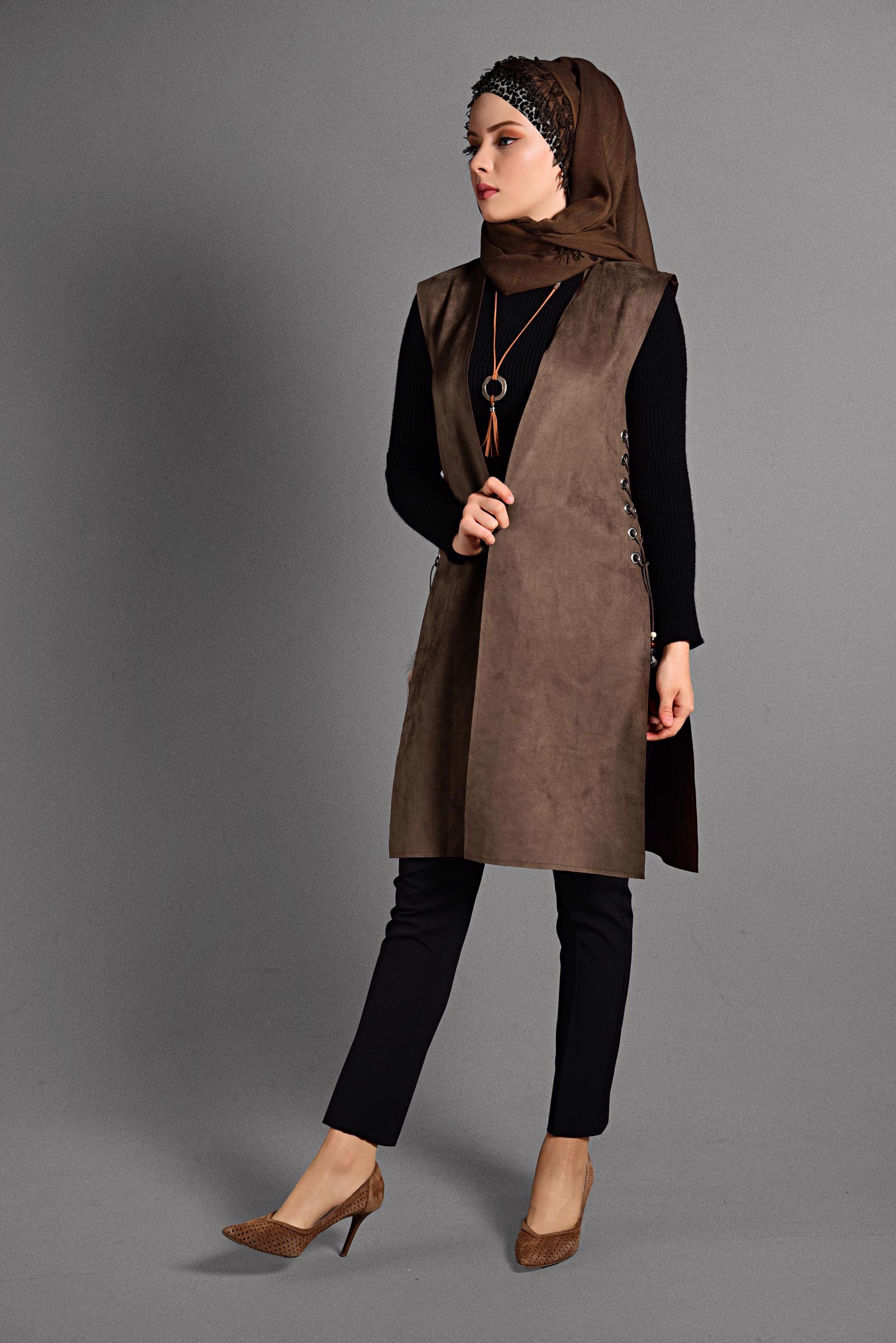 Hijab clothing TABA GROMMET DETAILED VEST 4037 