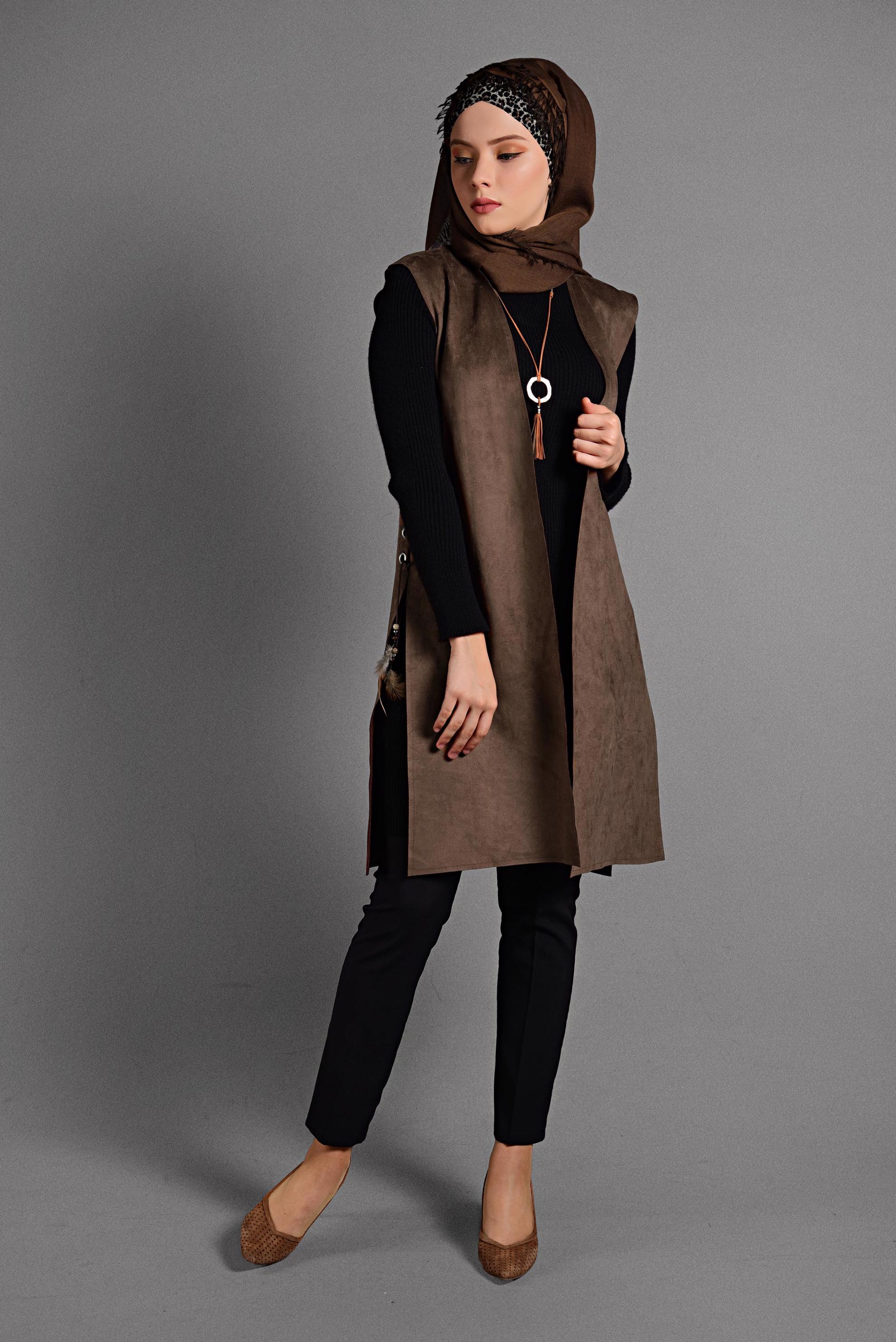 Hijab clothing TABA GROMMET DETAILED VEST 4037 