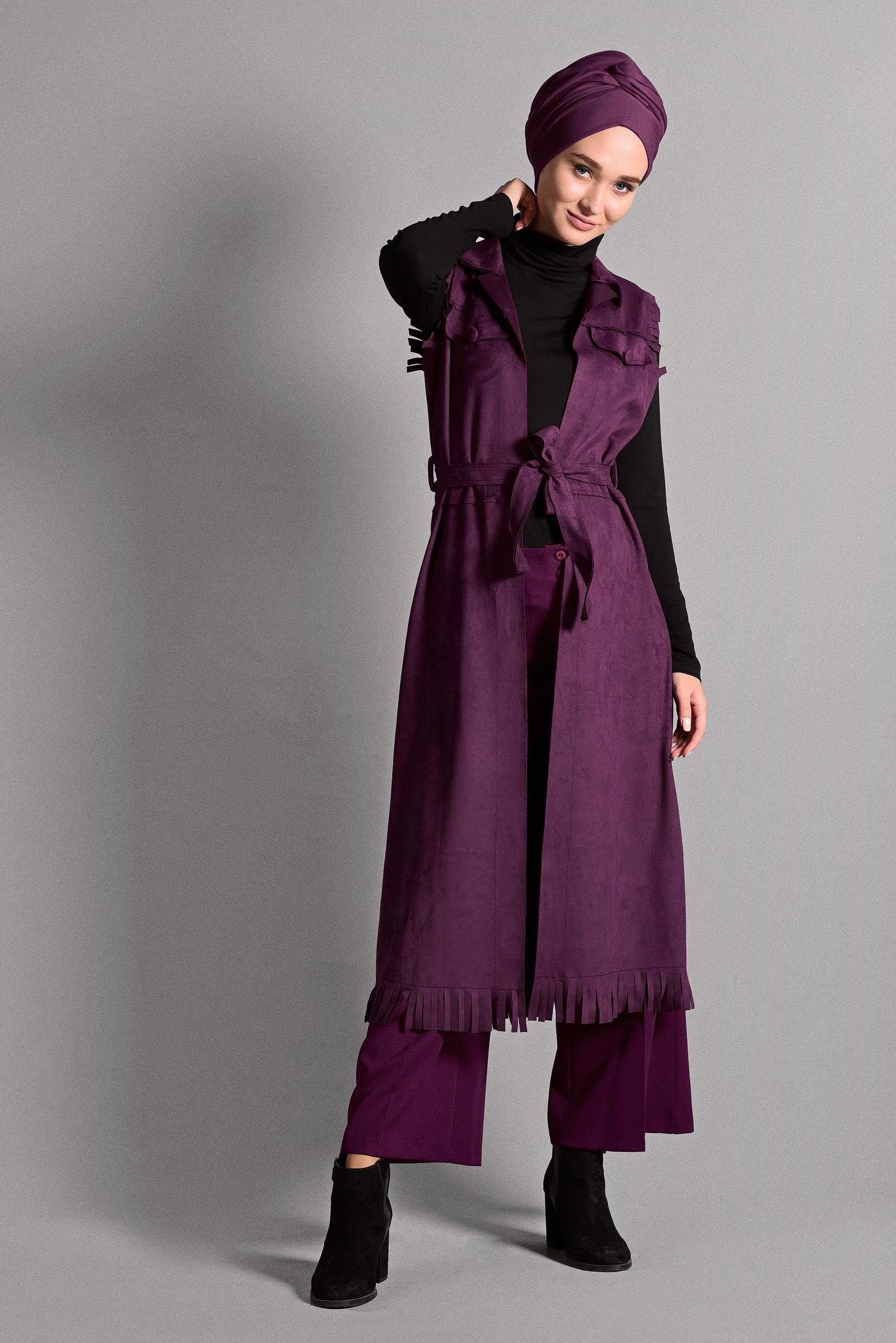 Hijab clothing DAMSON BELTED SUEDE VEST 4038 