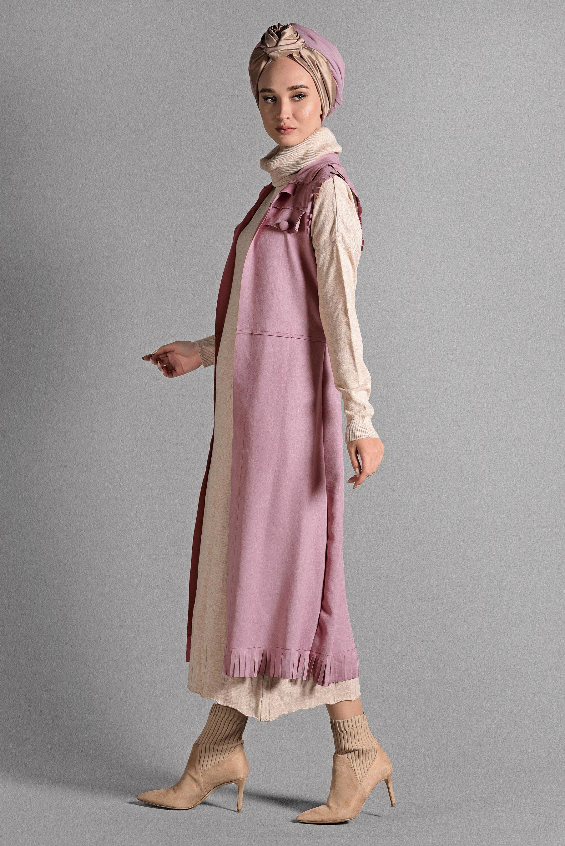 Hijab clothing POWDER BELTED SUEDE VEST 4038 