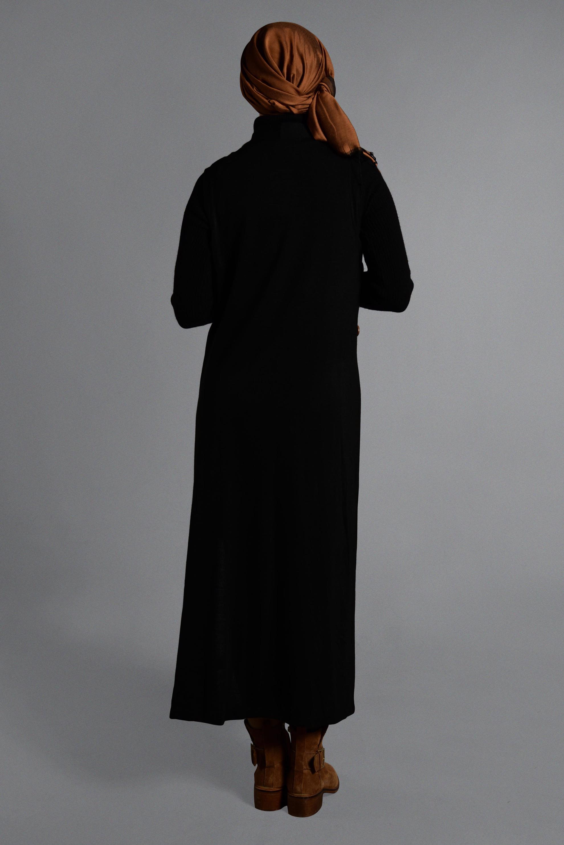 Tesettür giyim SİYAH YIRTMAÇ DETAYLI TRİKO YELEK 4070