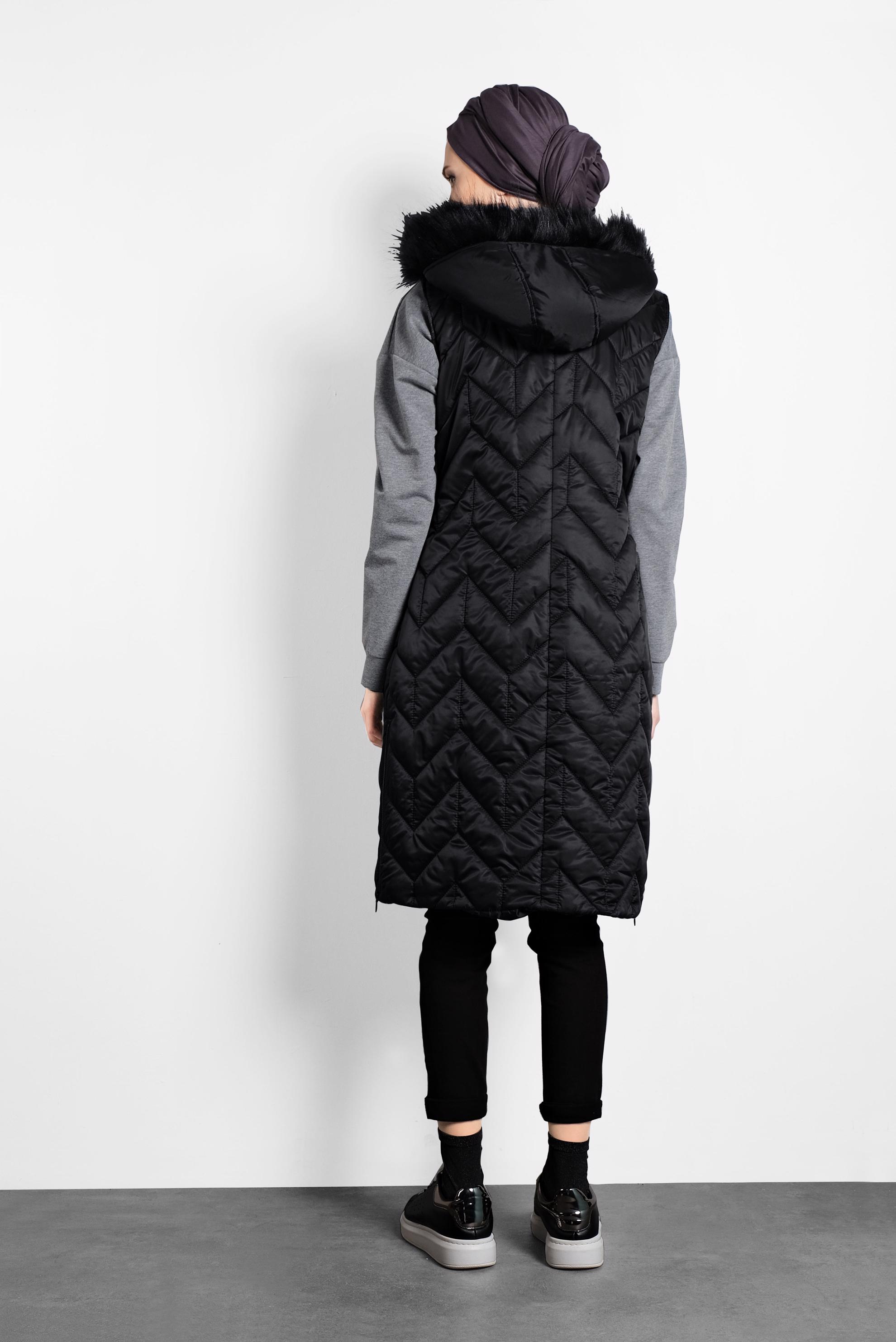 Tesettür giyim SİYAH ŞİŞME KAPİTONE YELEK 90053