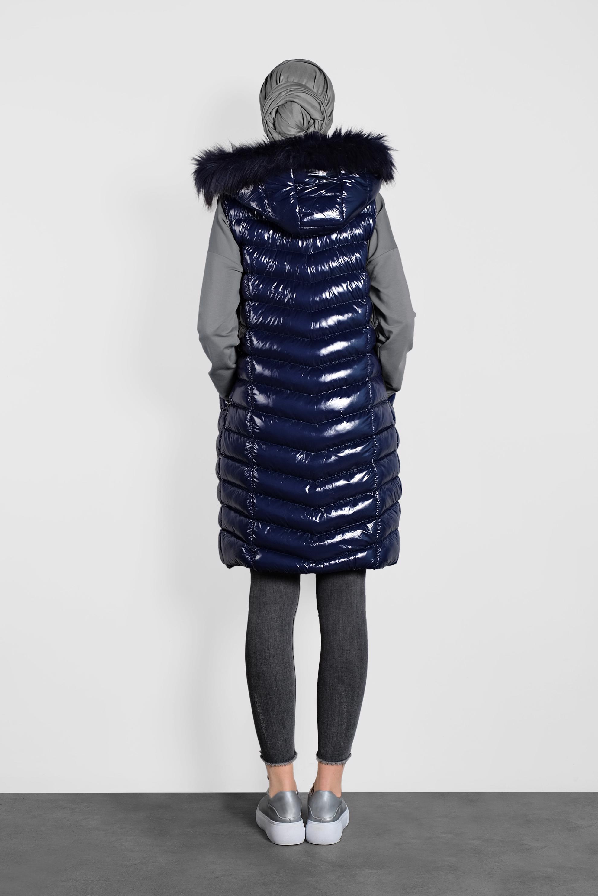 Vêtements hijab BLEU MARINE DOUDOUNE À CAPUCHE EN EFFET FOURRURE 90098