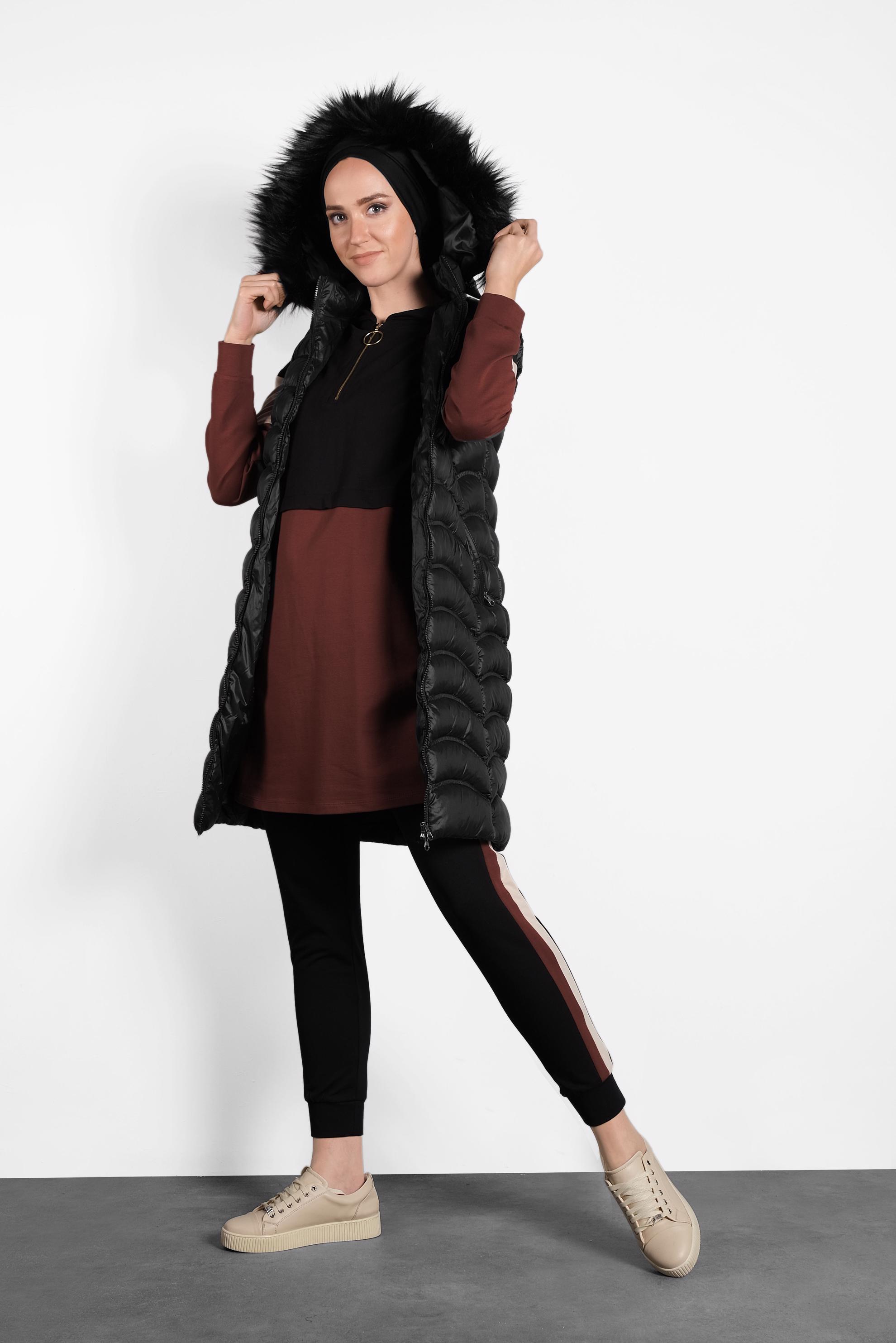 Vêtements hijab NOIR DOUDOUNE À CAPUCHE 90099