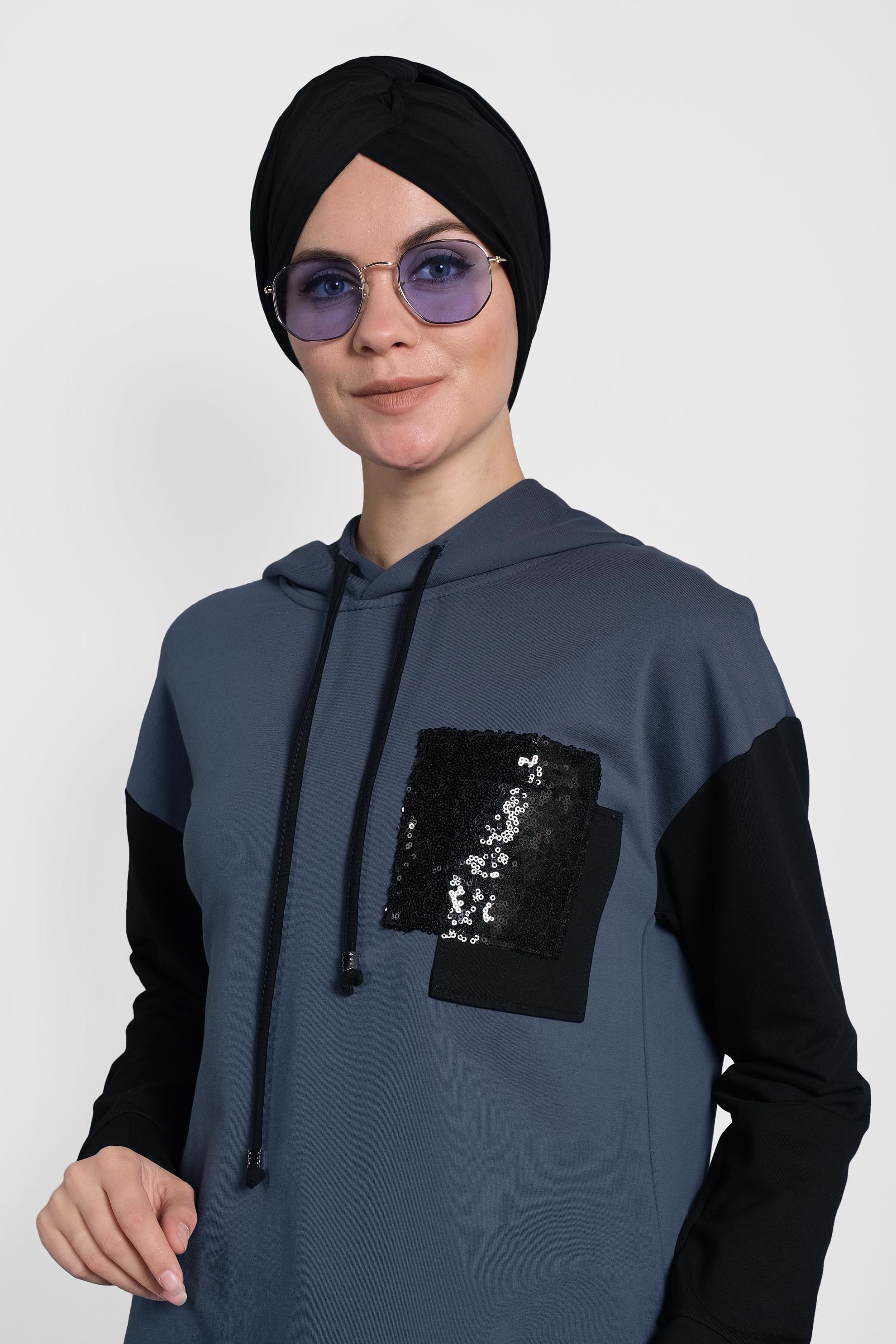 Tesettür giyim LACİVERT KAPÜŞONLU EŞOFMAN TAKIMI 40101