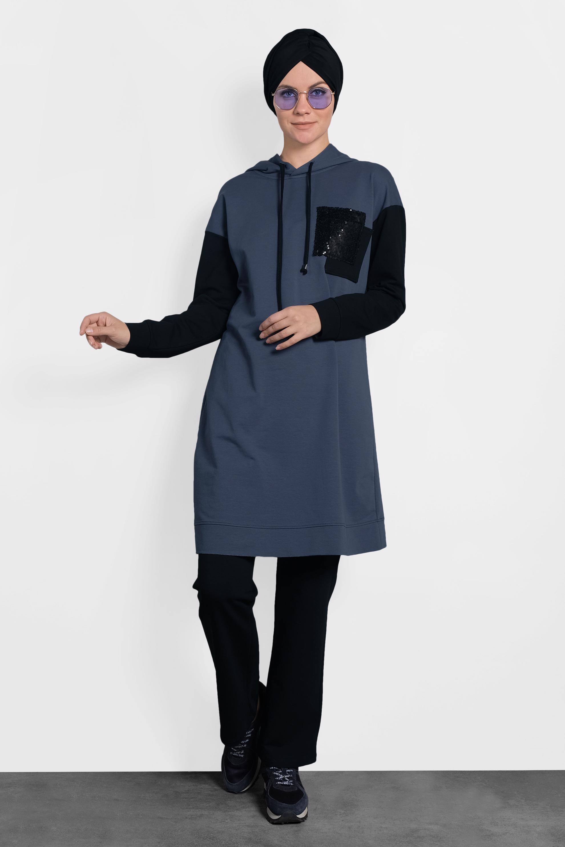 Tesettür giyim LACİVERT KAPÜŞONLU EŞOFMAN TAKIMI 40101
