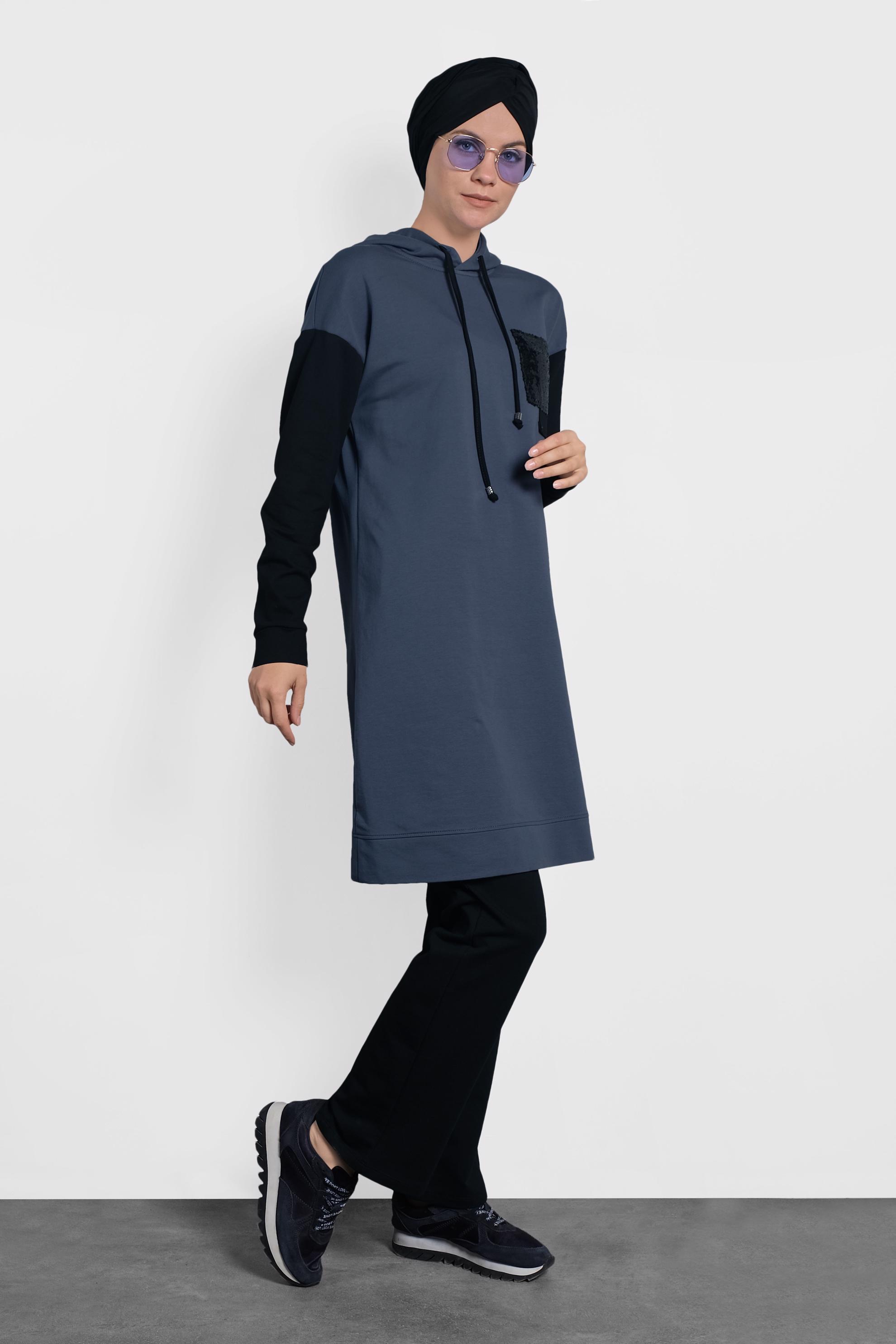 Tesettür giyim LACİVERT KAPÜŞONLU EŞOFMAN TAKIMI 40101