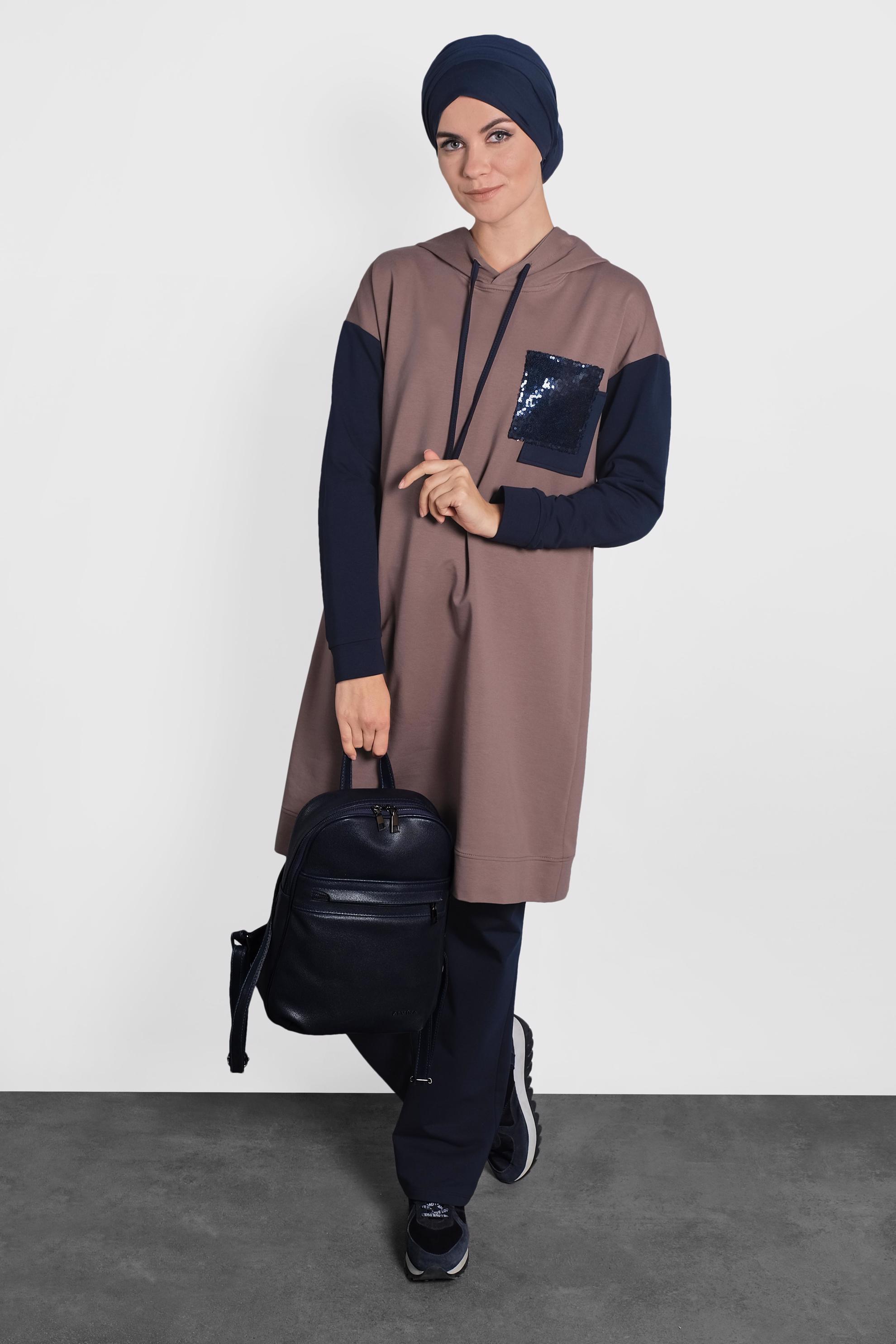 Tesettür giyim PEMBE KAPÜŞONLU EŞOFMAN TAKIMI 40101