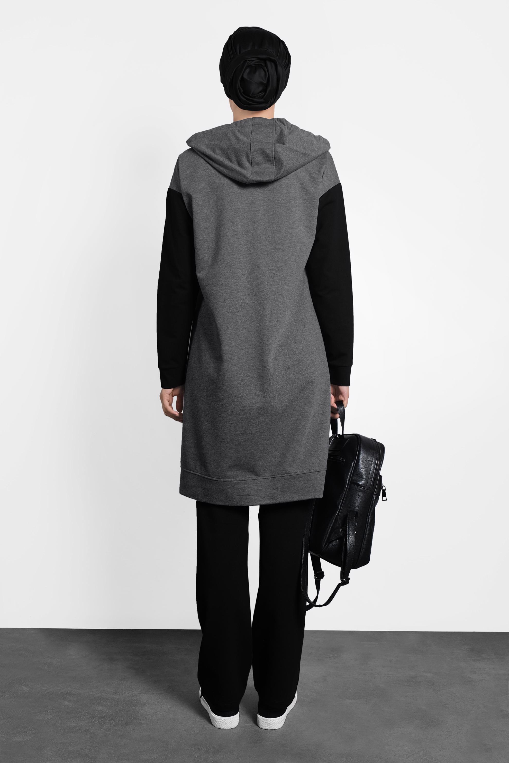 Tesettür giyim GRİ KAPÜŞONLU EŞOFMAN TAKIMI 40101