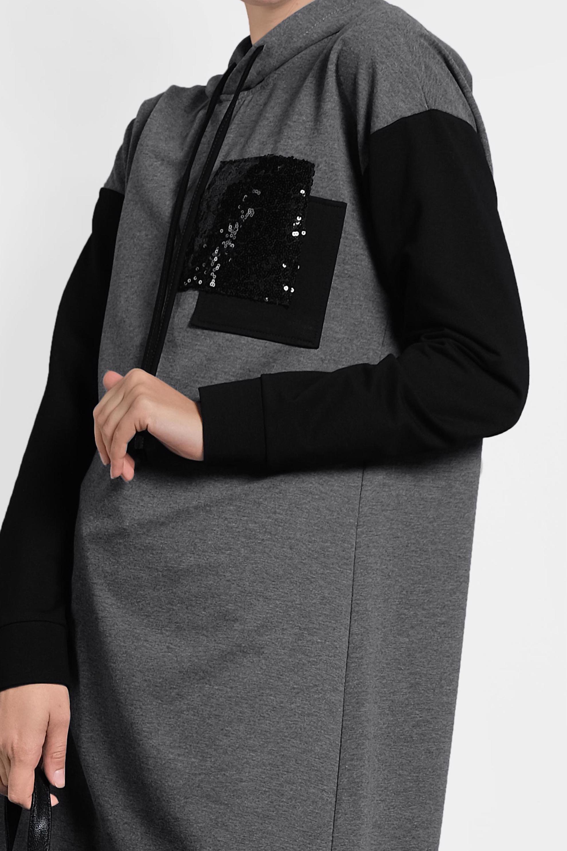 Tesettür giyim GRİ KAPÜŞONLU EŞOFMAN TAKIMI 40101