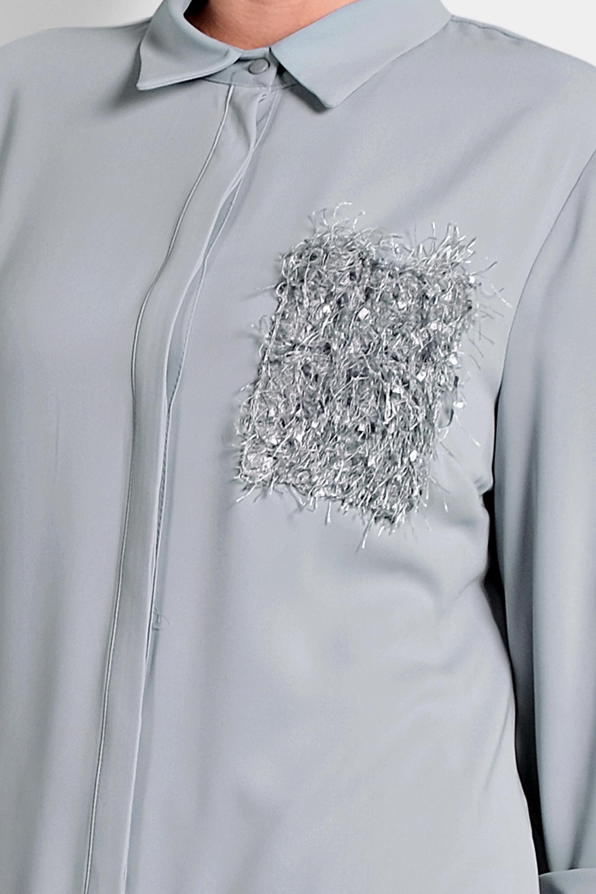 Tesettür giyim GRİ PULLU ŞİFON TUNİK 20003 