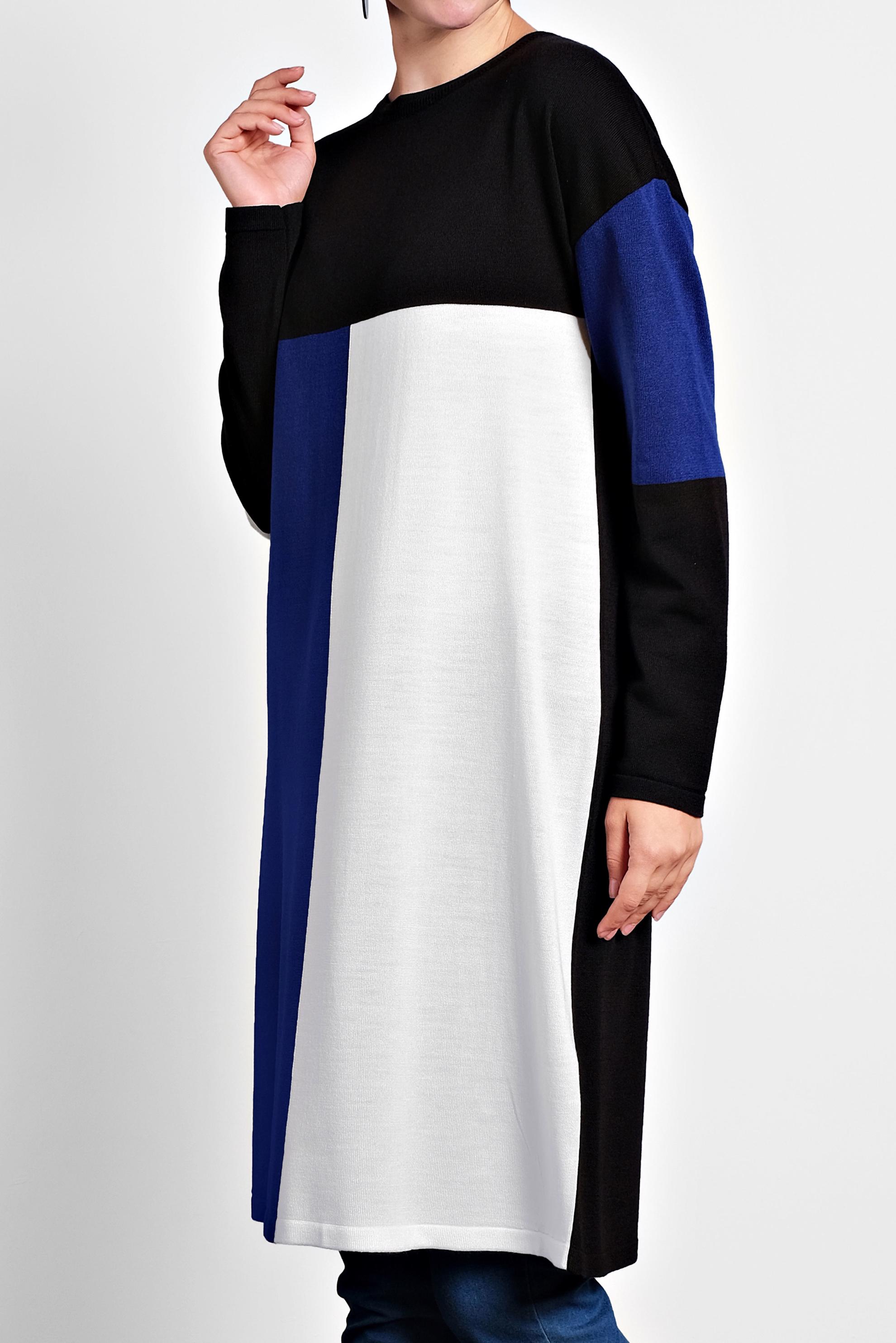 Tesettür giyim SİYAH BİSİKLET YAKA TRİKO TUNİK 40011