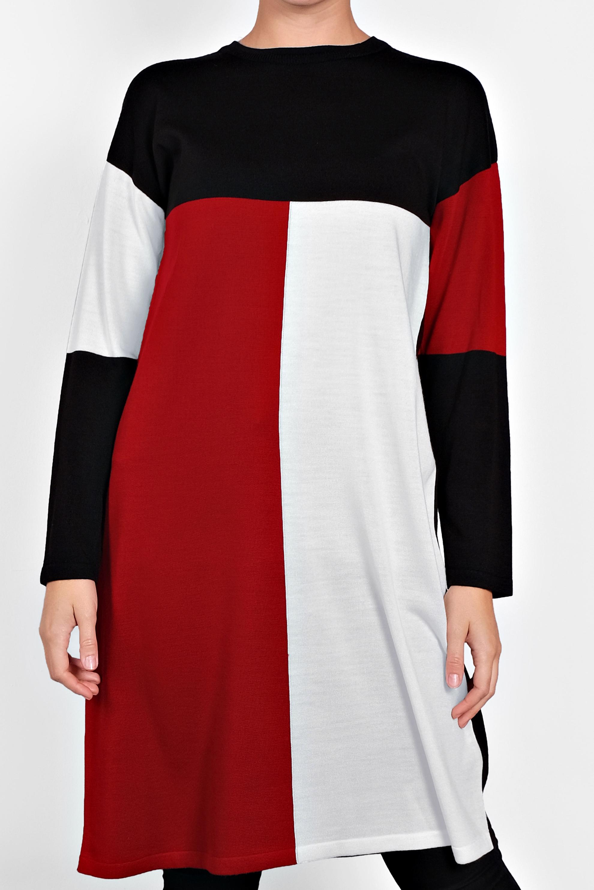 Tesettür giyim SİYAH BİSİKLET YAKA TRİKO TUNİK 40011