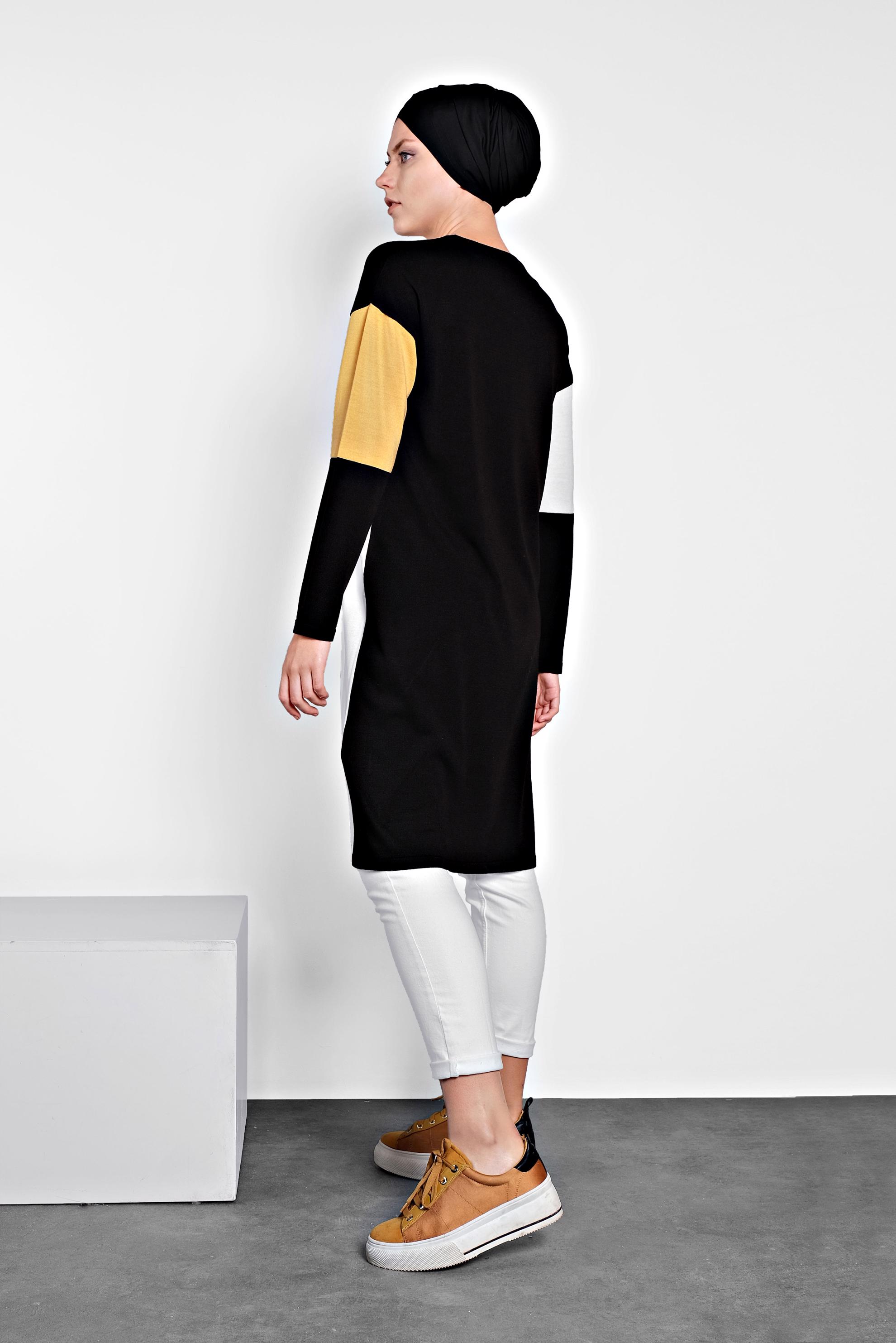 Tesettür giyim SİYAH BİSİKLET YAKA TRİKO TUNİK 40011