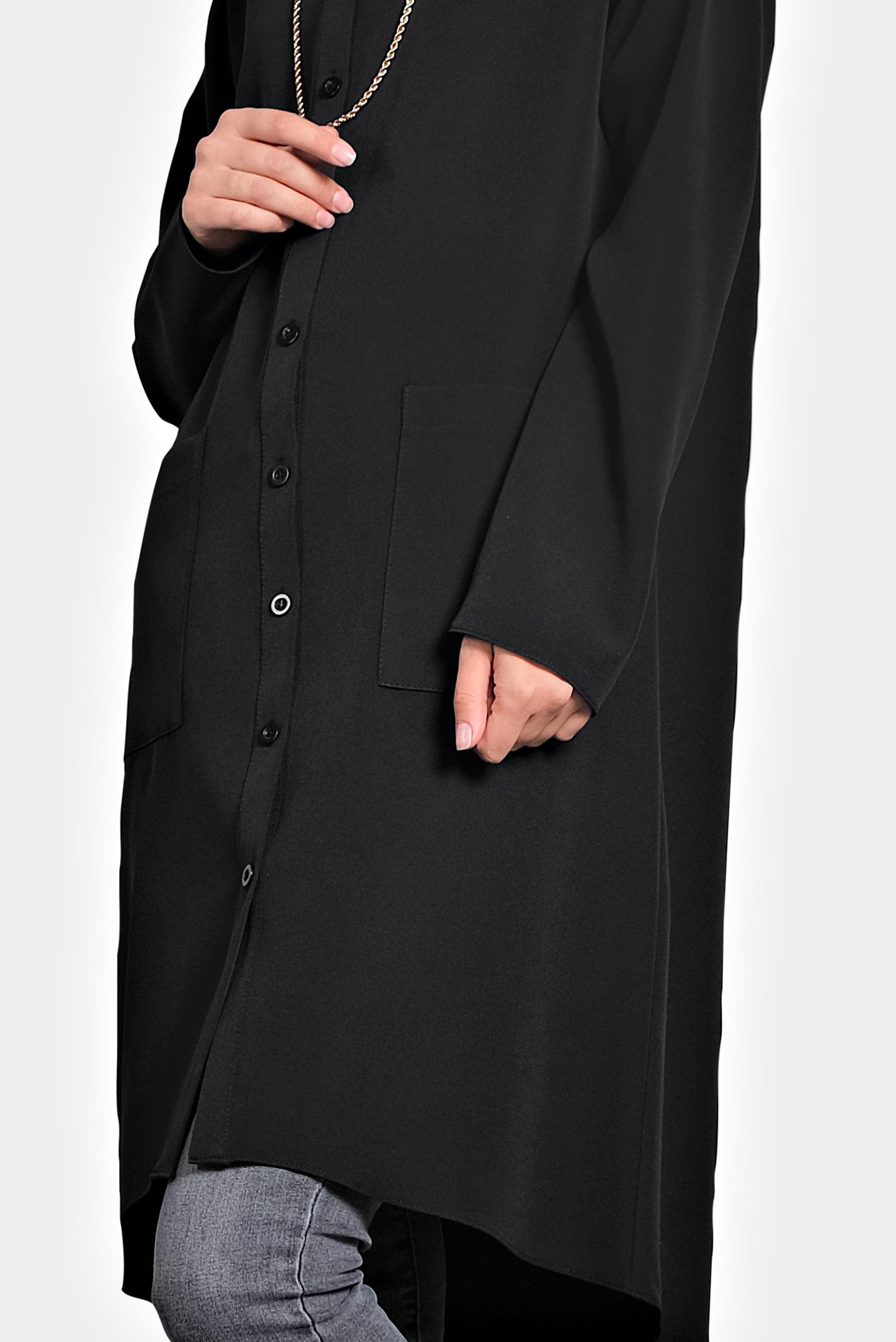 Tesettür giyim SİYAH BASKILI DÜĞMELİ TUNİK 40113 