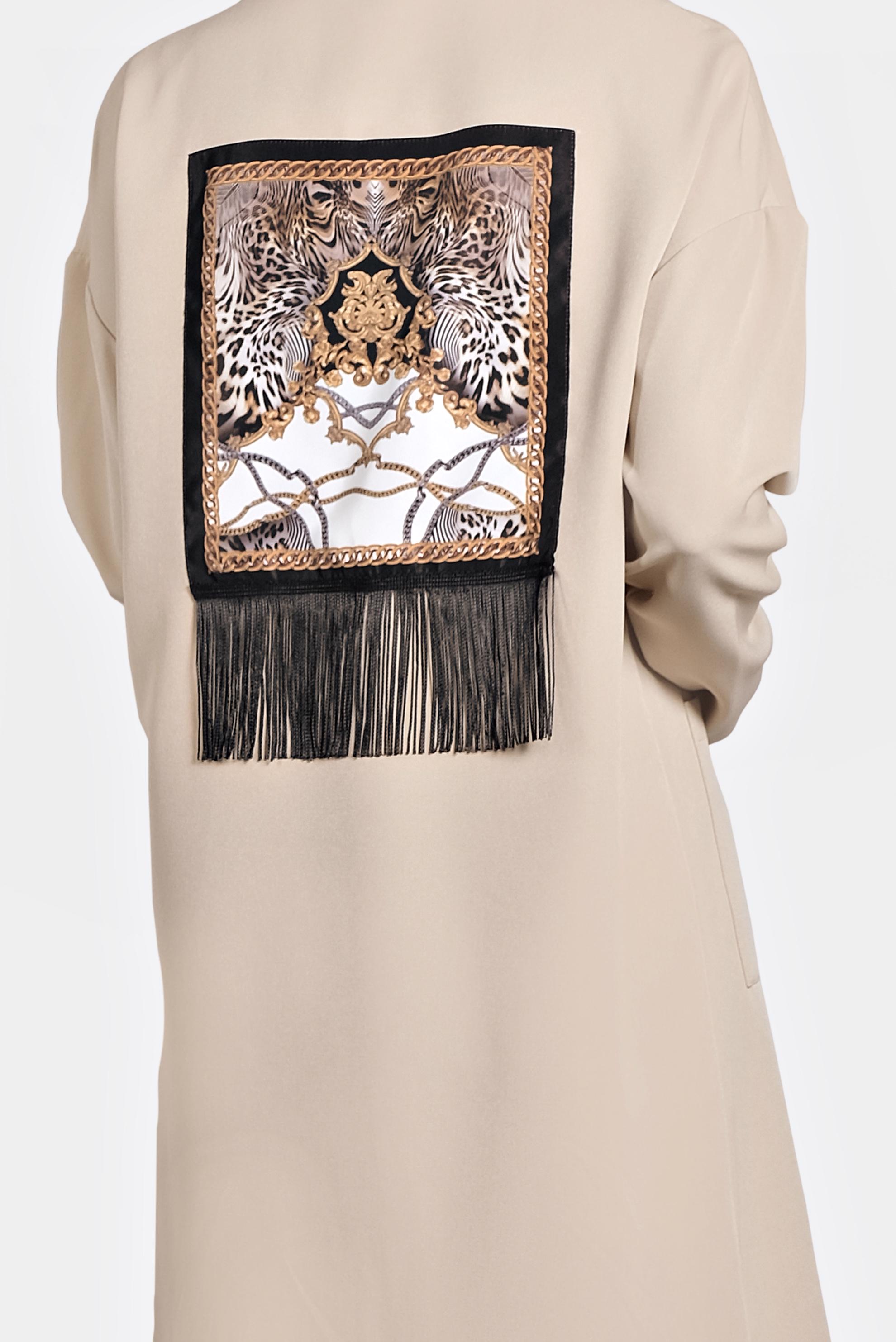 Tesettür giyim BEJ BASKILI DÜĞMELİ TUNİK 40113 