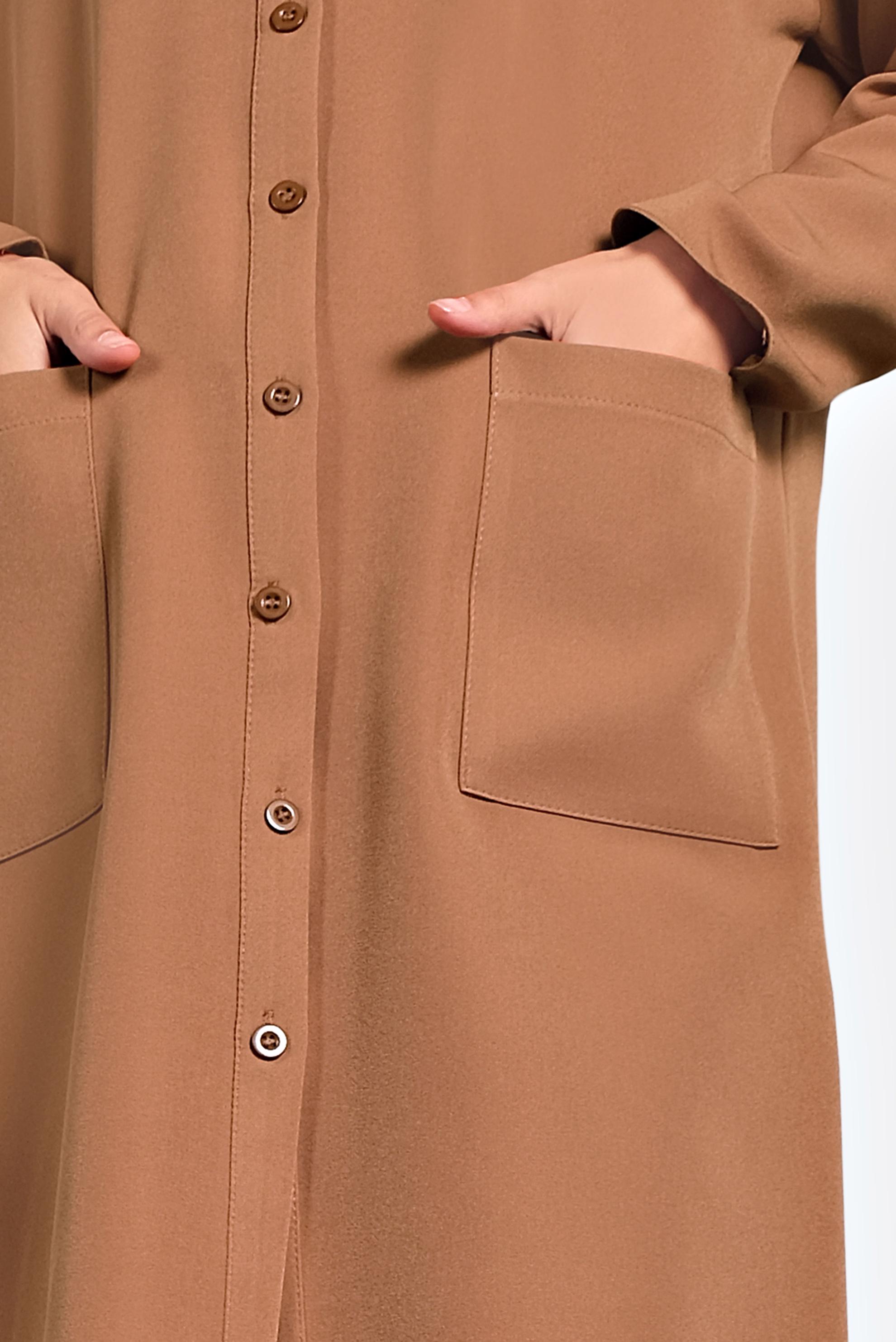 Tesettür giyim TABA BASKILI DÜĞMELİ TUNİK 40113 