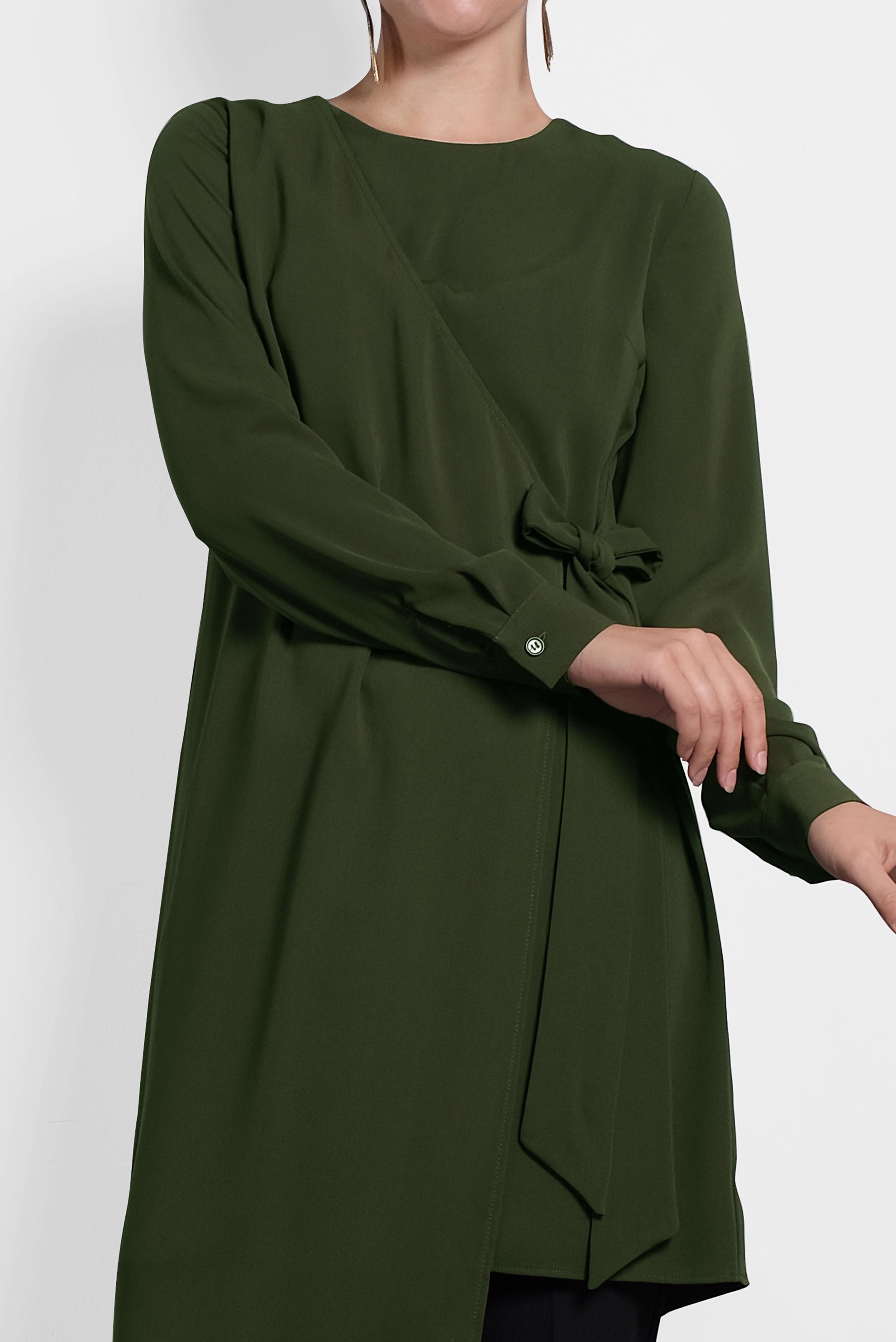 Tesettür giyim HAKİ YANDAN BAĞLAMALI TUNİK 40115