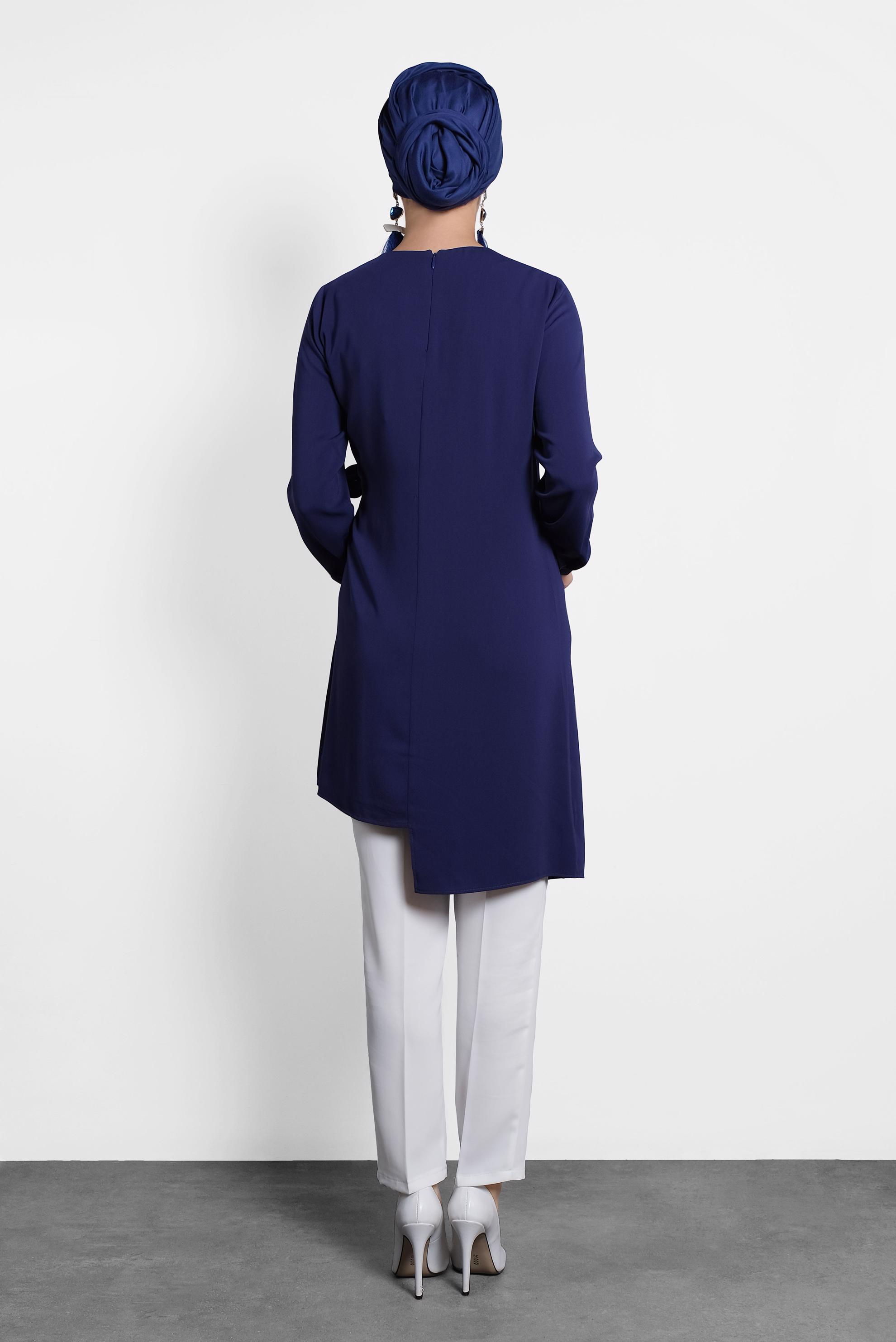 Tesettür giyim LACİVERT YANDAN BAĞLAMALI TUNİK 40115