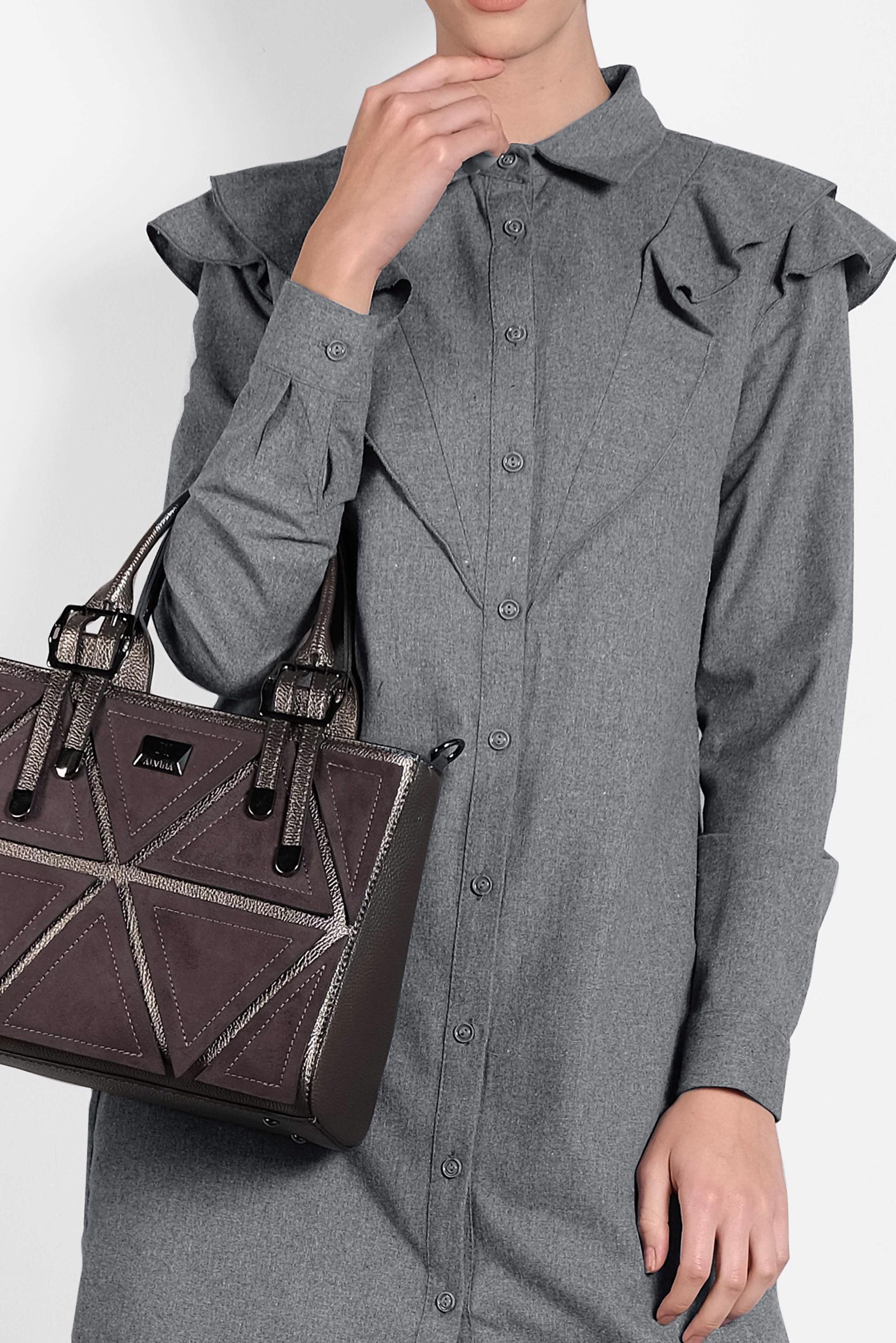 Tesettür giyim GRİ PAMUKLU FIRFIRLI TUNİK 40308