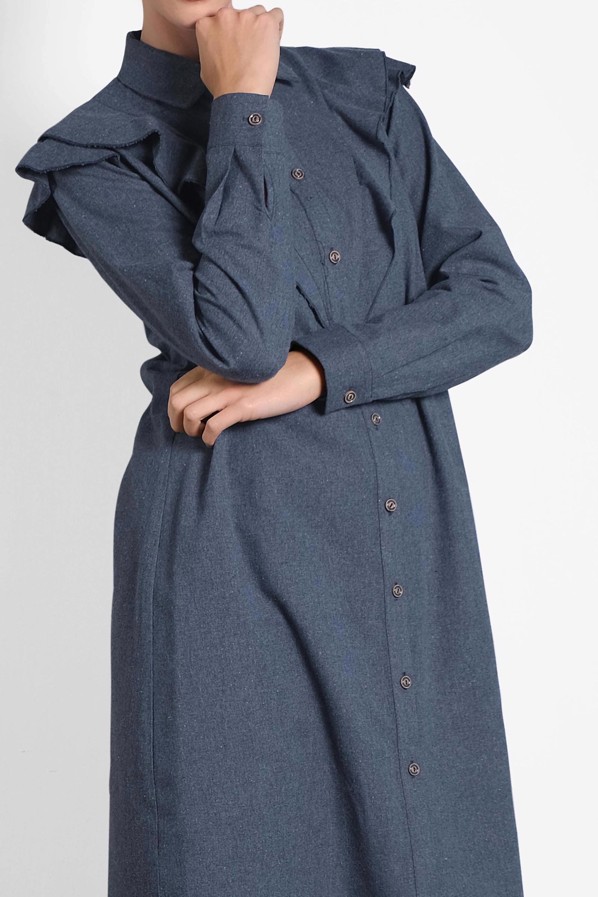 Tesettür giyim LACİVERT PAMUKLU FIRFIRLI TUNİK 40308