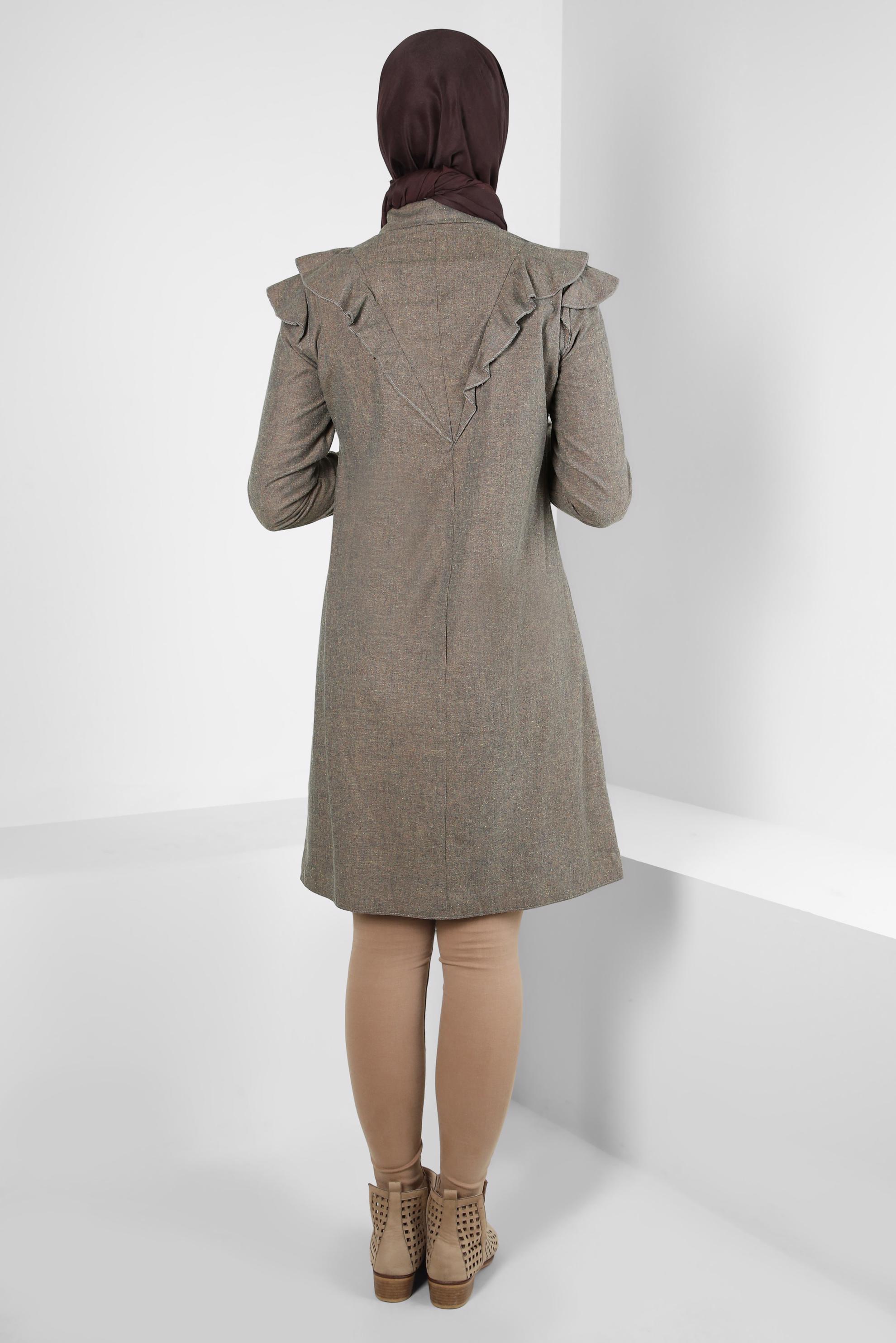 Tesettür giyim LACİVERT PAMUKLU FIRFIRLI TUNİK 40308