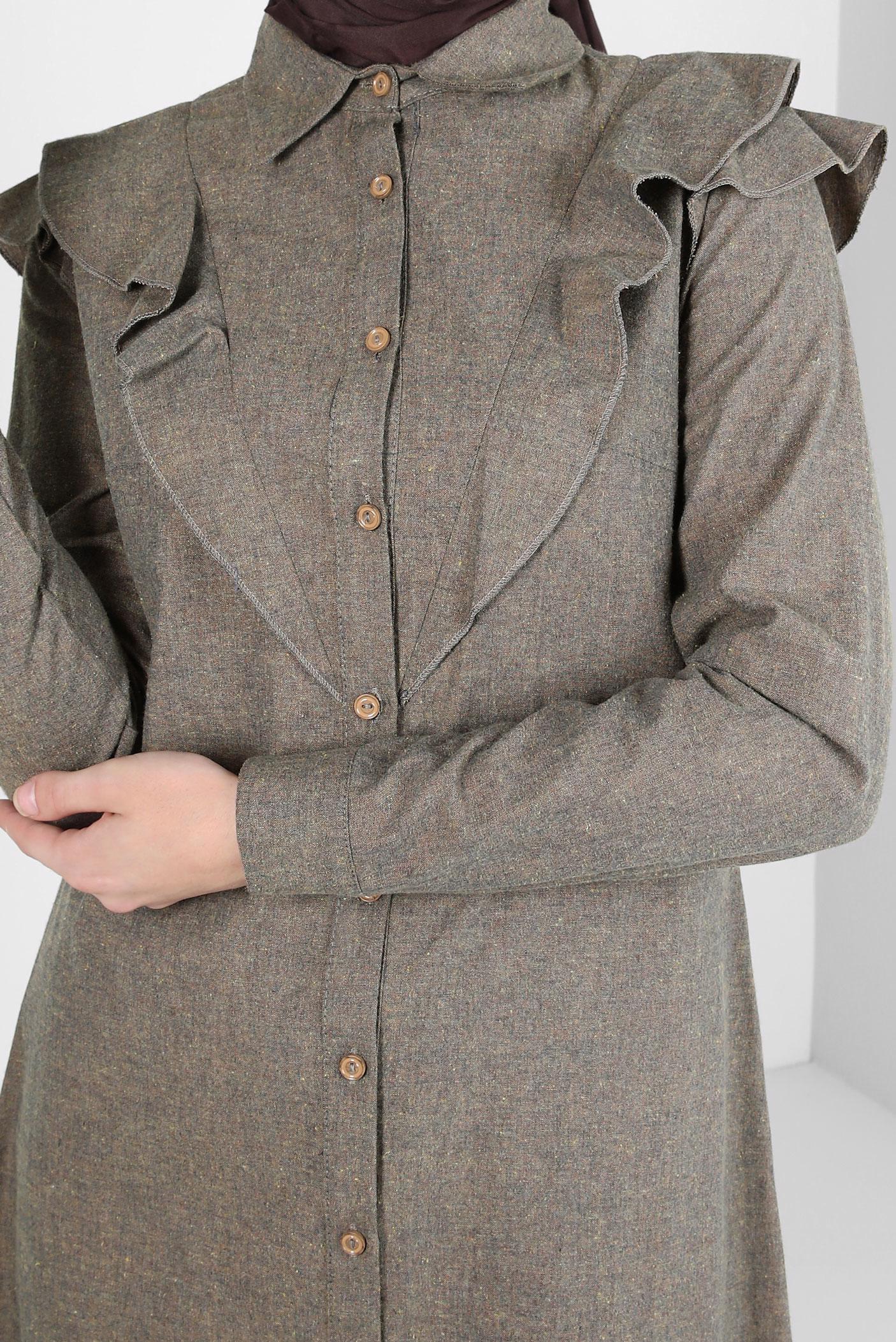 Tesettür giyim LACİVERT PAMUKLU FIRFIRLI TUNİK 40308