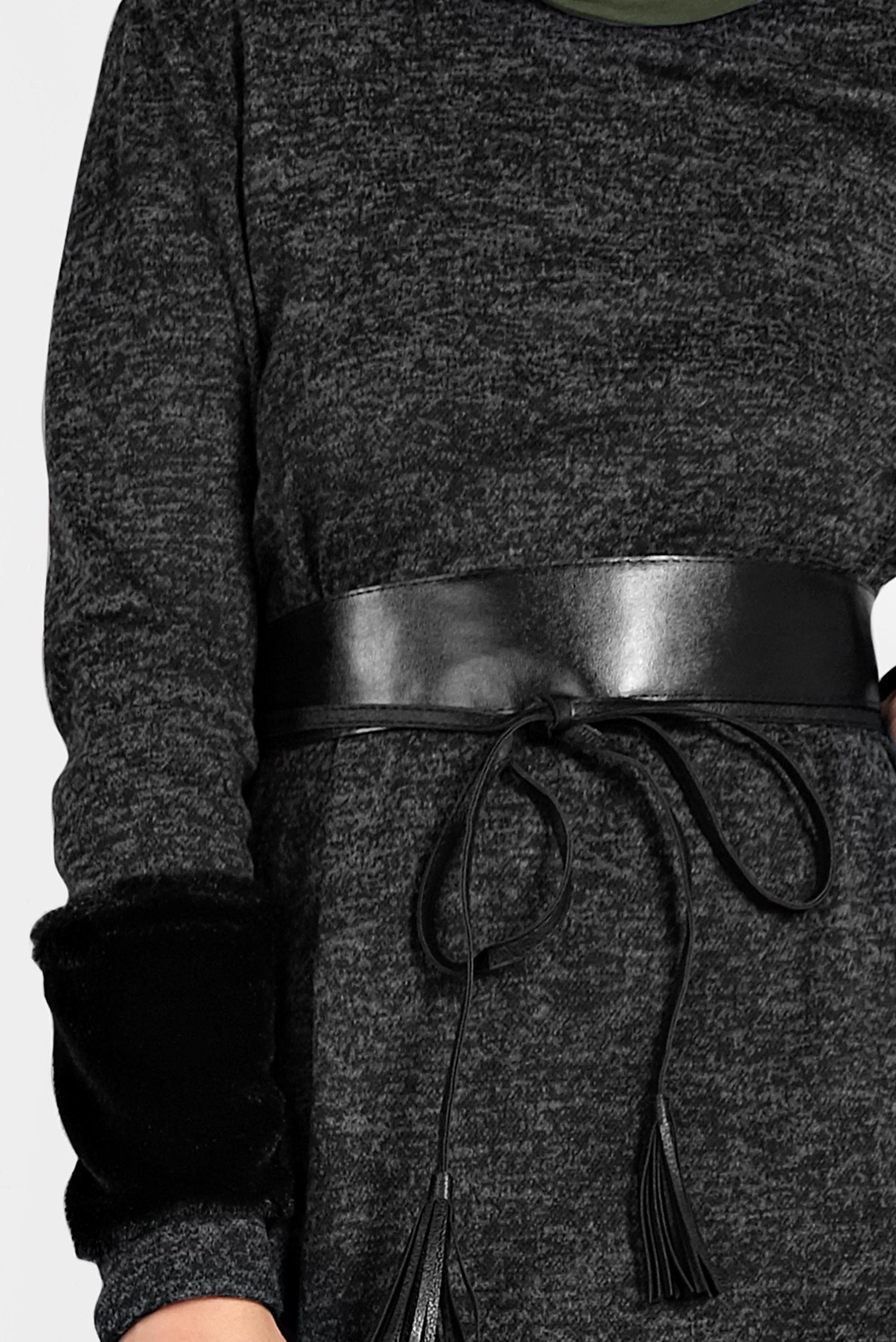 Tesettür giyim SİYAH KOLLARI PELUŞ TUNİK 40398 