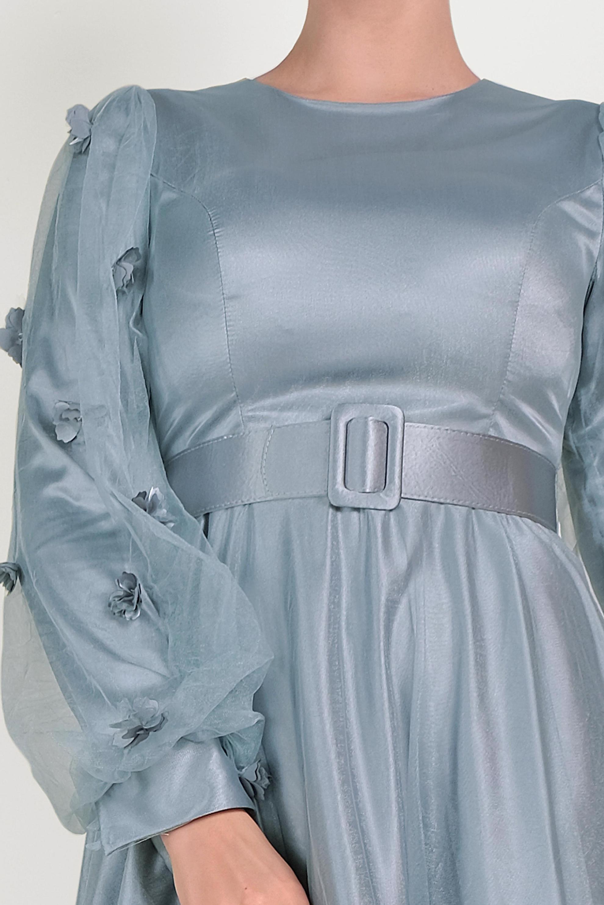 Hijab clothing BLUE FLOWER DETAILED NIGHT DRESS 50001 