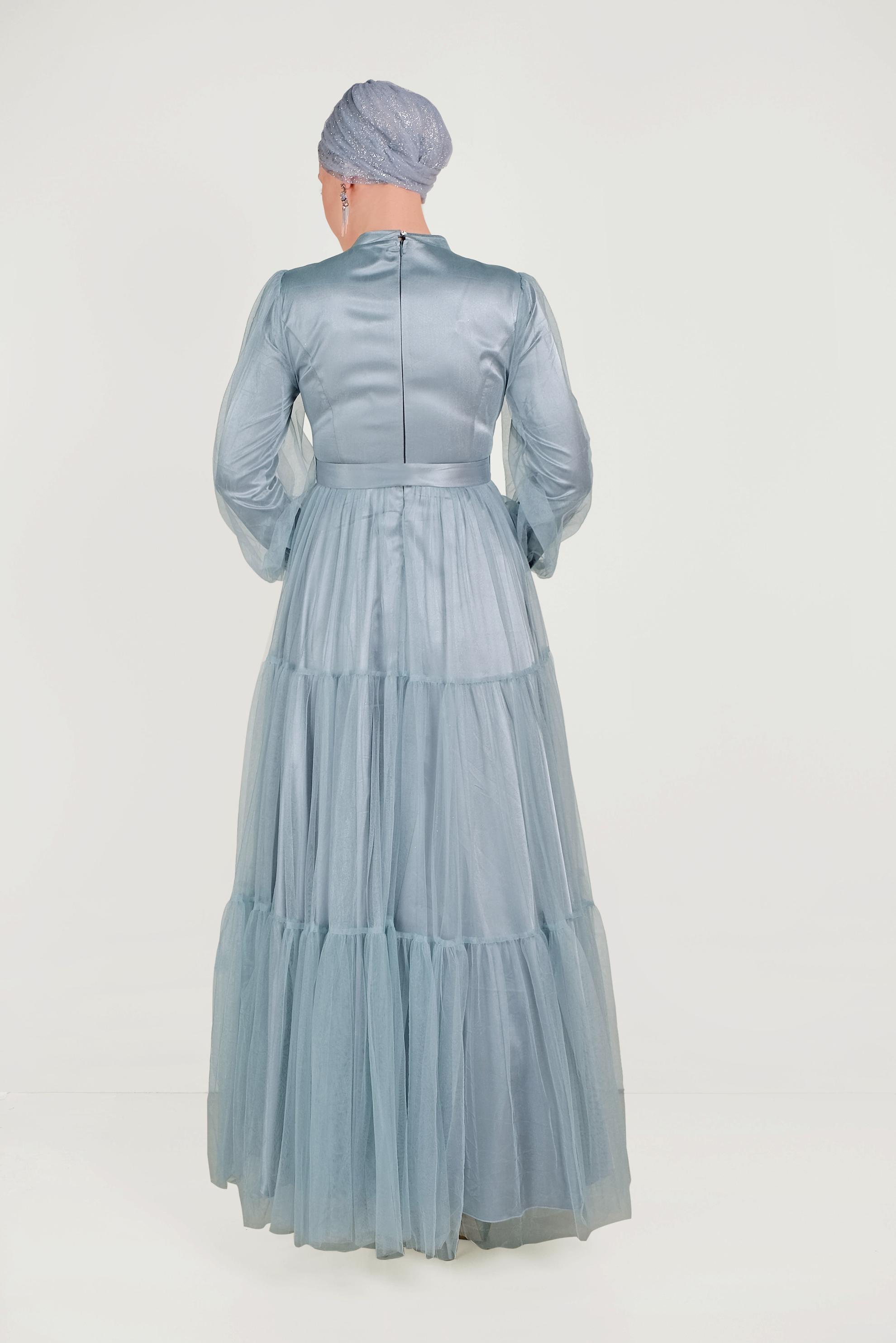 Hijab clothing BLUE SATIN EVENING DRESS 50005