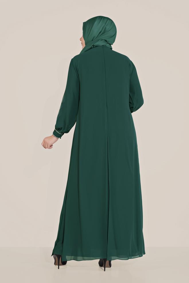 Vêtements hijab VERT ROBE DE SOIRÉE EN MOUSSELINE 50011 - ALVİNA