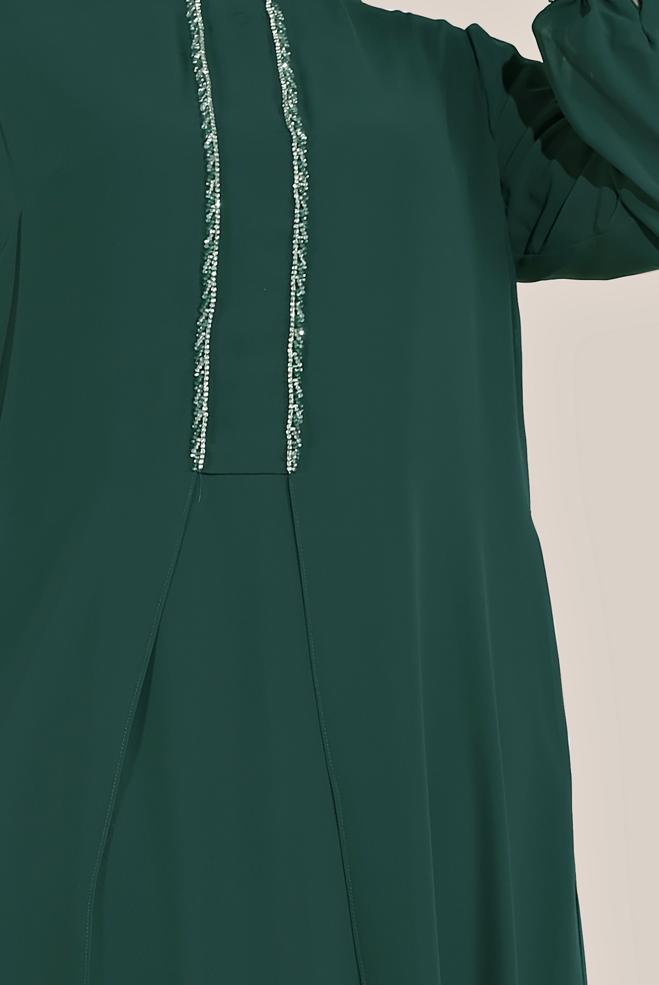 Vêtements hijab VERT ROBE DE SOIRÉE EN MOUSSELINE 50011 - ALVİNA
