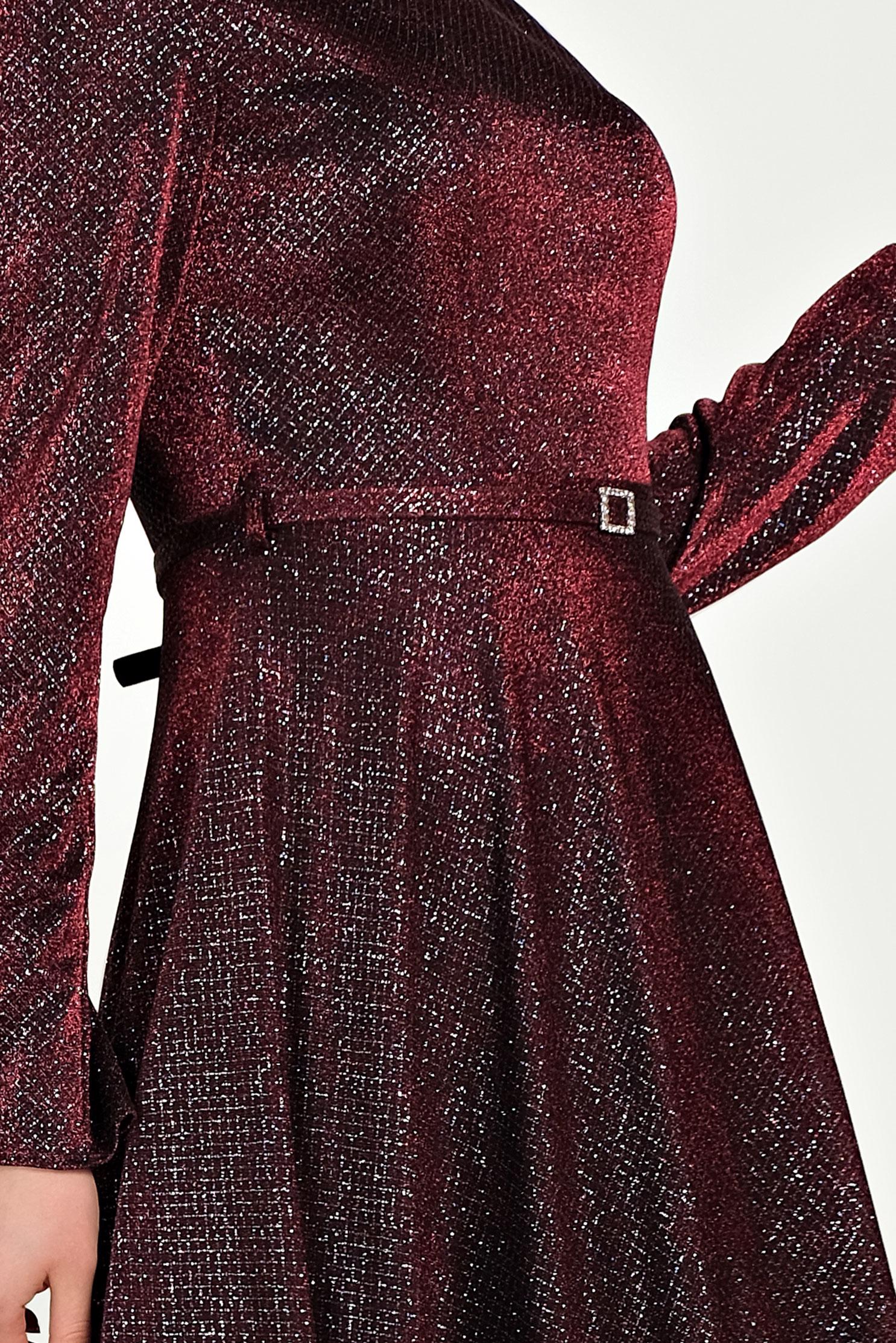 Tesettür giyim BORDO SİMLİ ABİYE ELBİSE 50014