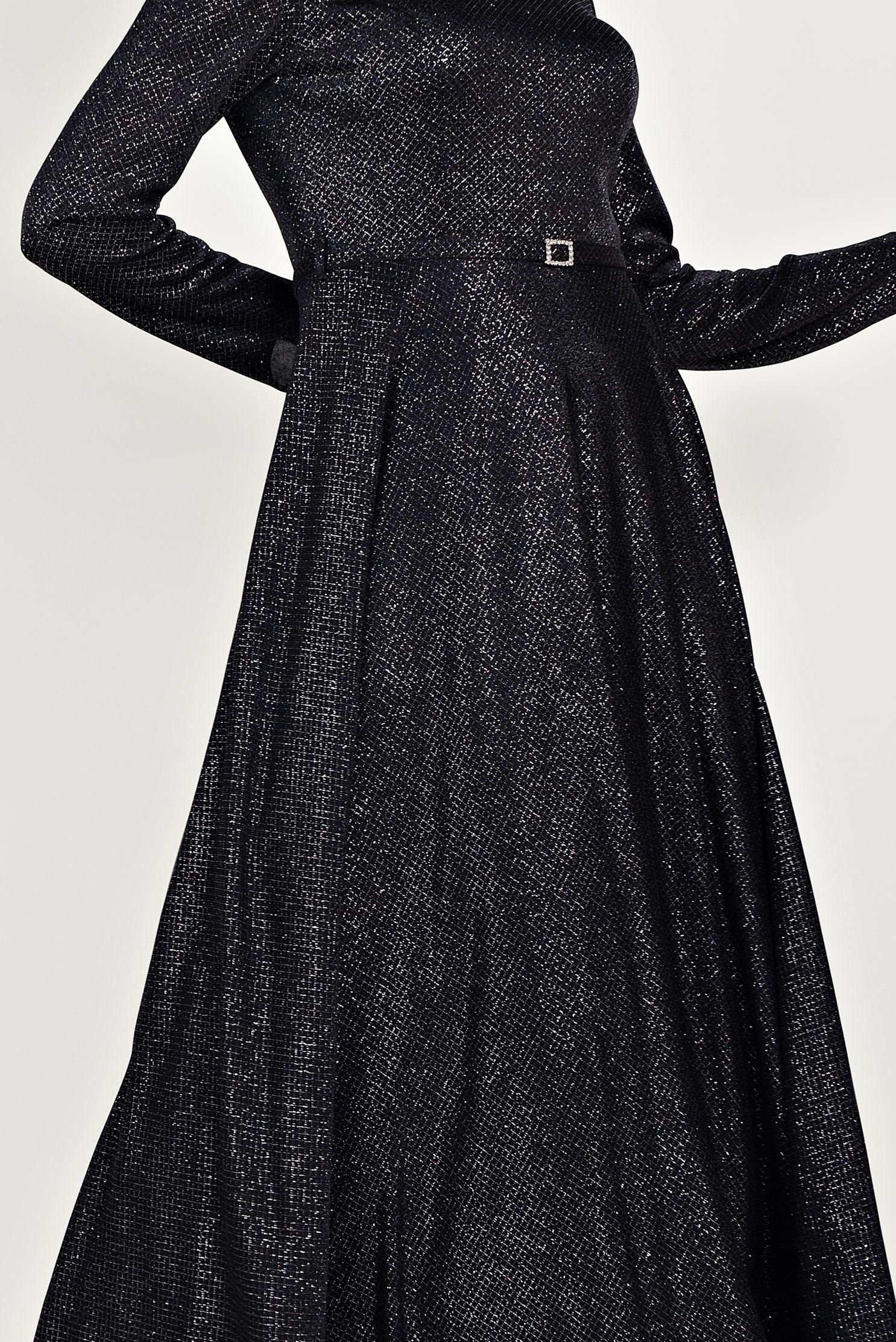 Tesettür giyim SİYAH SİMLİ ABİYE ELBİSE 50014