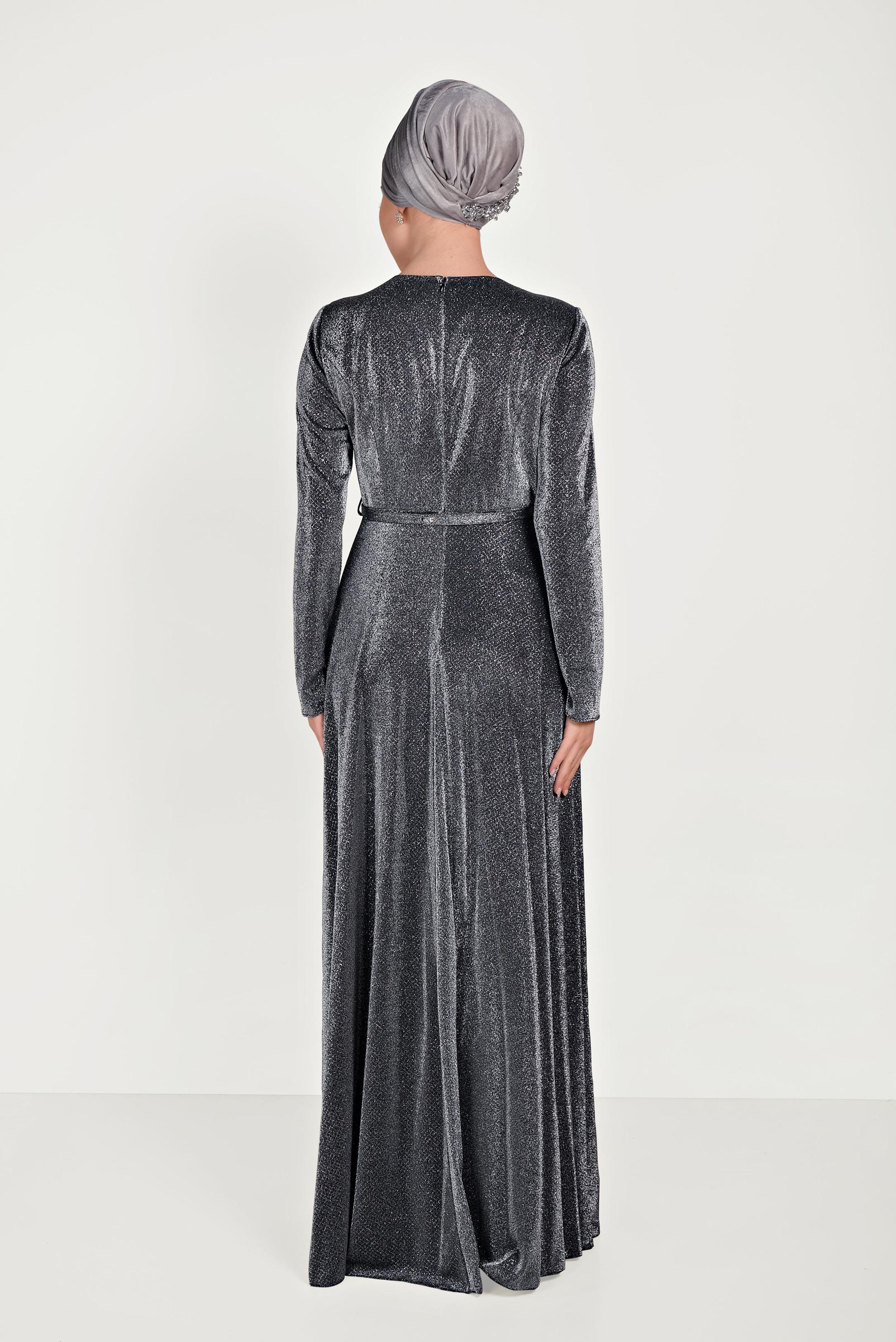 Tesettür giyim SİYAH SİMLİ ABİYE ELBİSE 50014