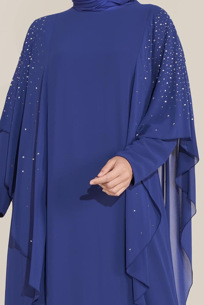 Tesettür giyim LACİVERT TAŞLI ŞİFON ABİYE 50019  - ALVİNA