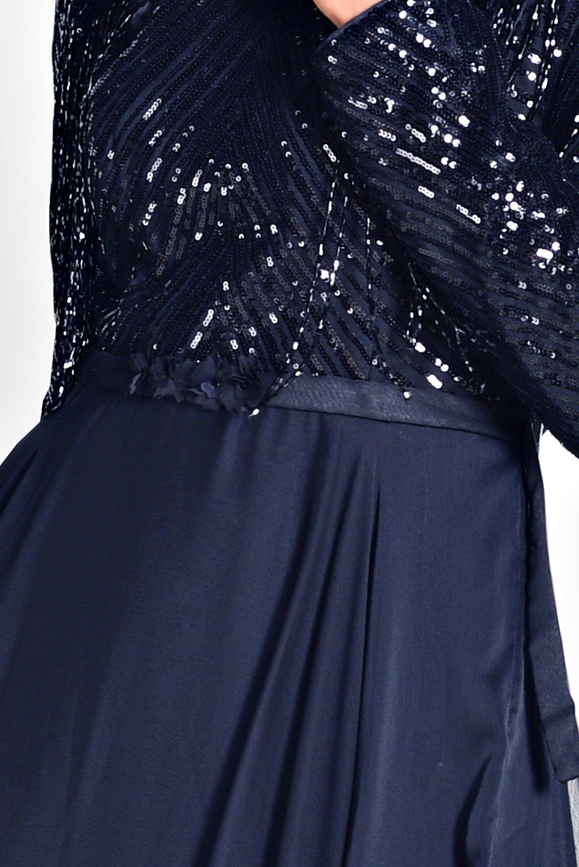 Tesettür giyim LACİVERT BONCUK İŞLEMELİ ŞİFON ABİYE ELBİSE 5494