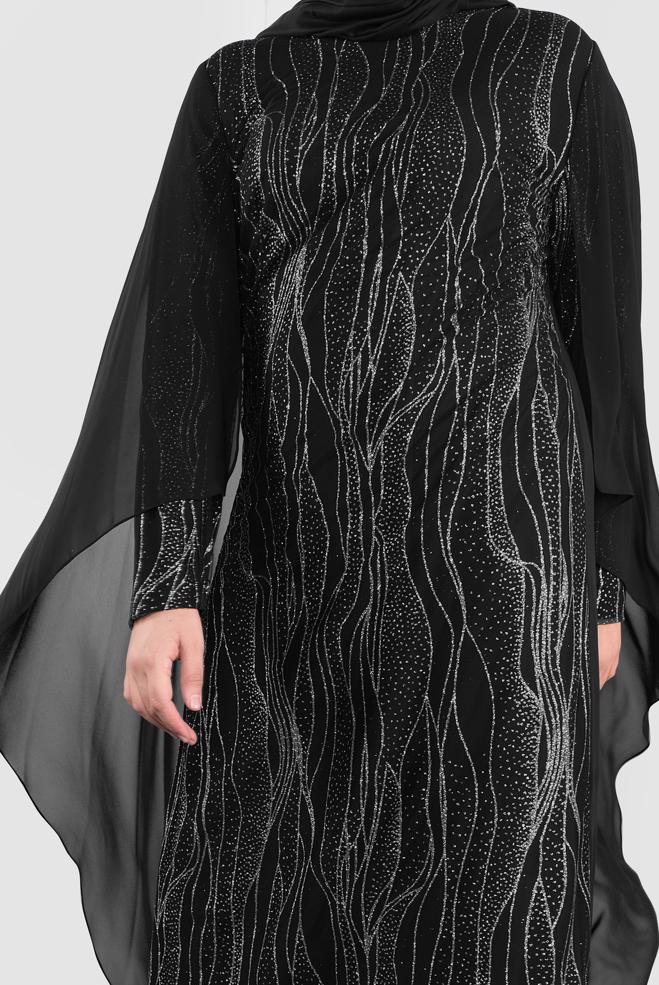 Vêtements hijab NOIR ROBE DE SOIRÉE SCINTILLANTE 5527 - ALVİNA