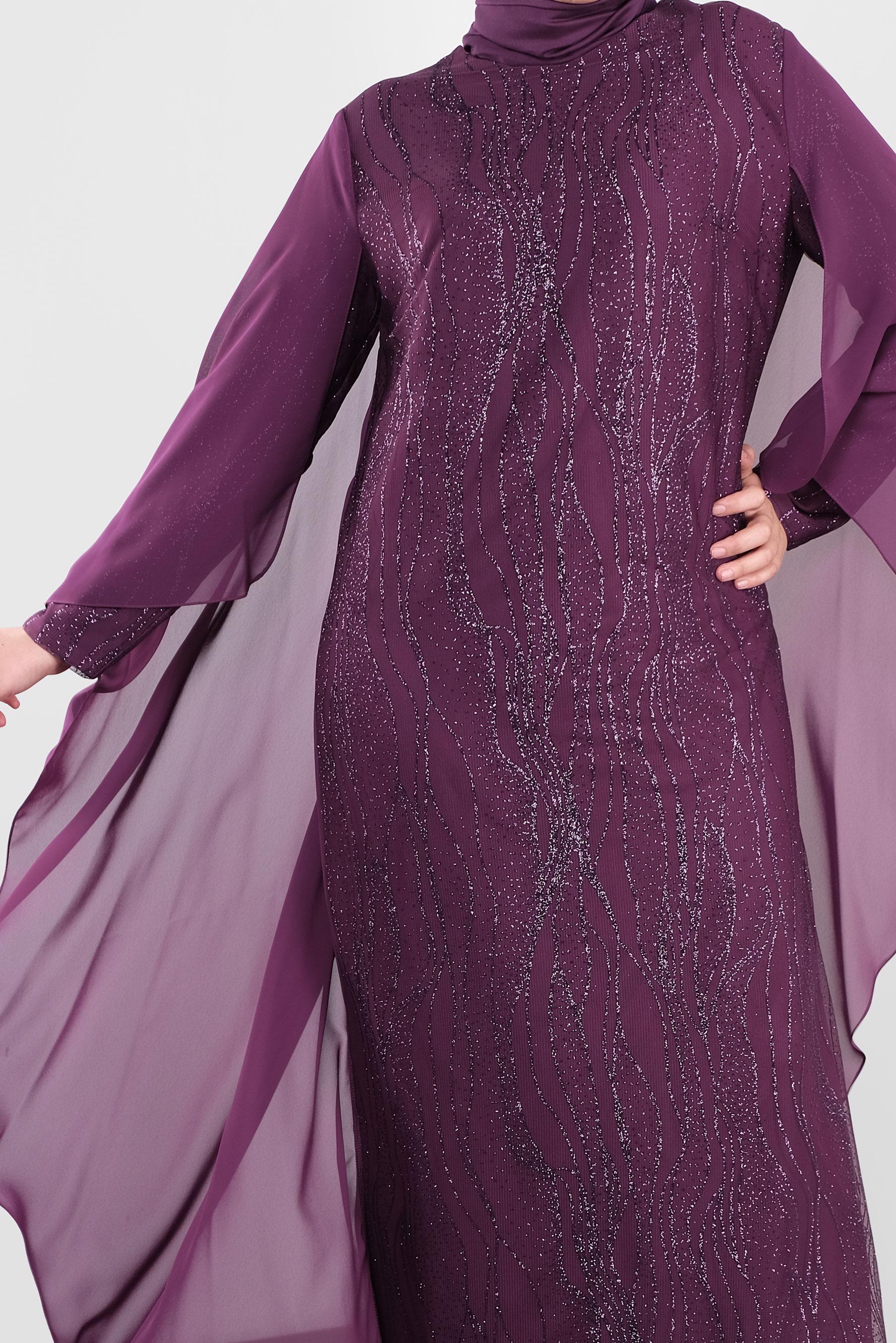 Tesettür giyim MÜRDÜM SİMLİ ŞİFON ABİYE ELBİSE 5527