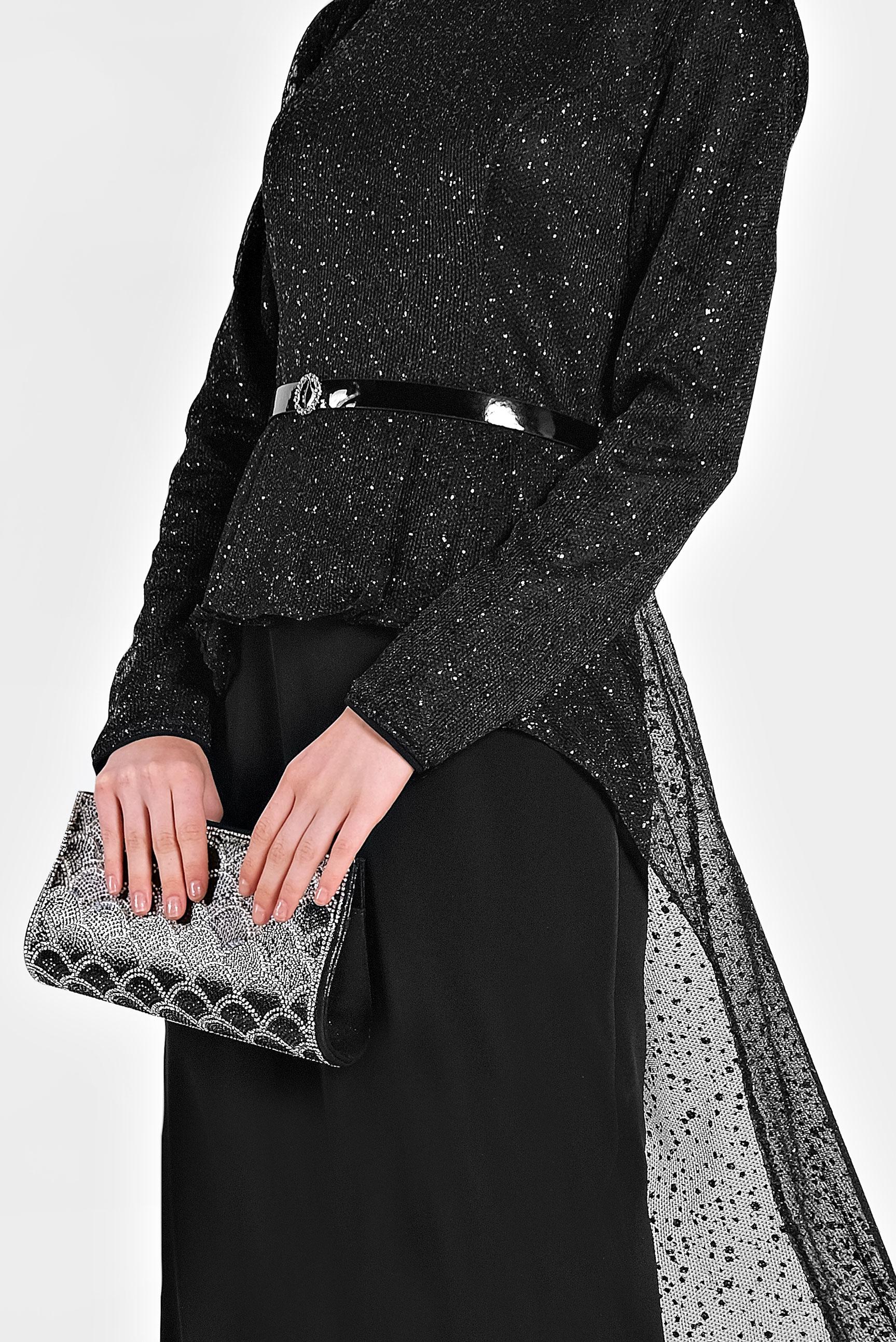 Tesettür giyim SİYAH SİMLİ KEMERLİ ABİYE ELBİSE 5613