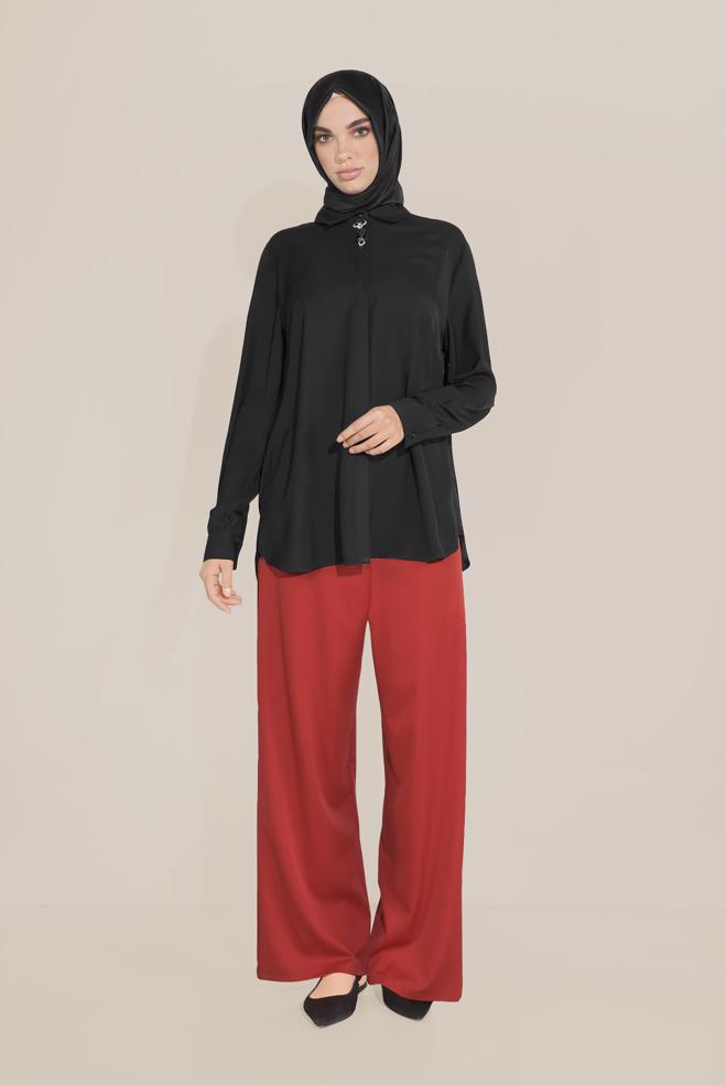 Vêtements hijab NOIR TOP À EMBELLIE 20037  - ALVİNA