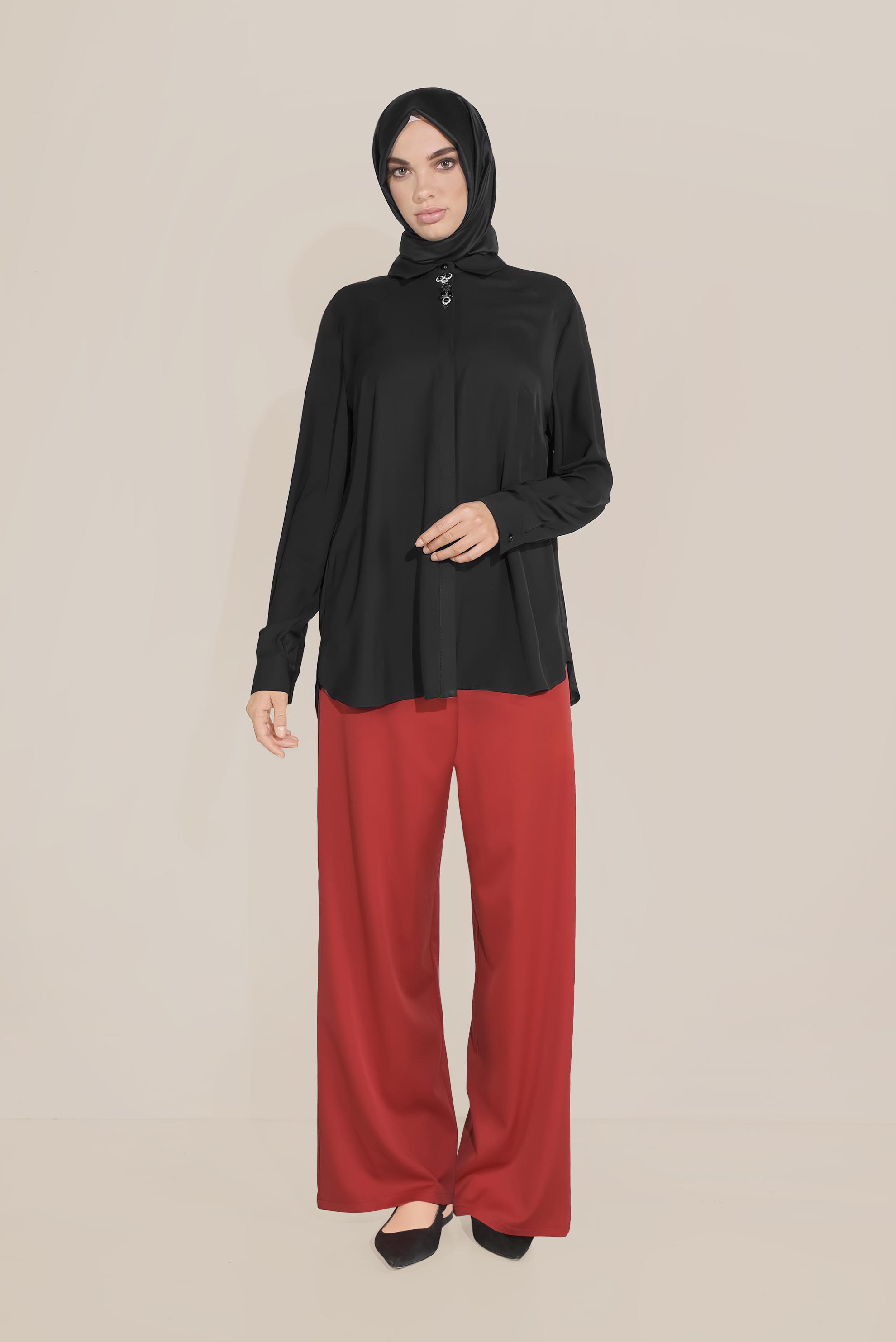 Vêtements hijab NOIR TOP À EMBELLIE 20037 