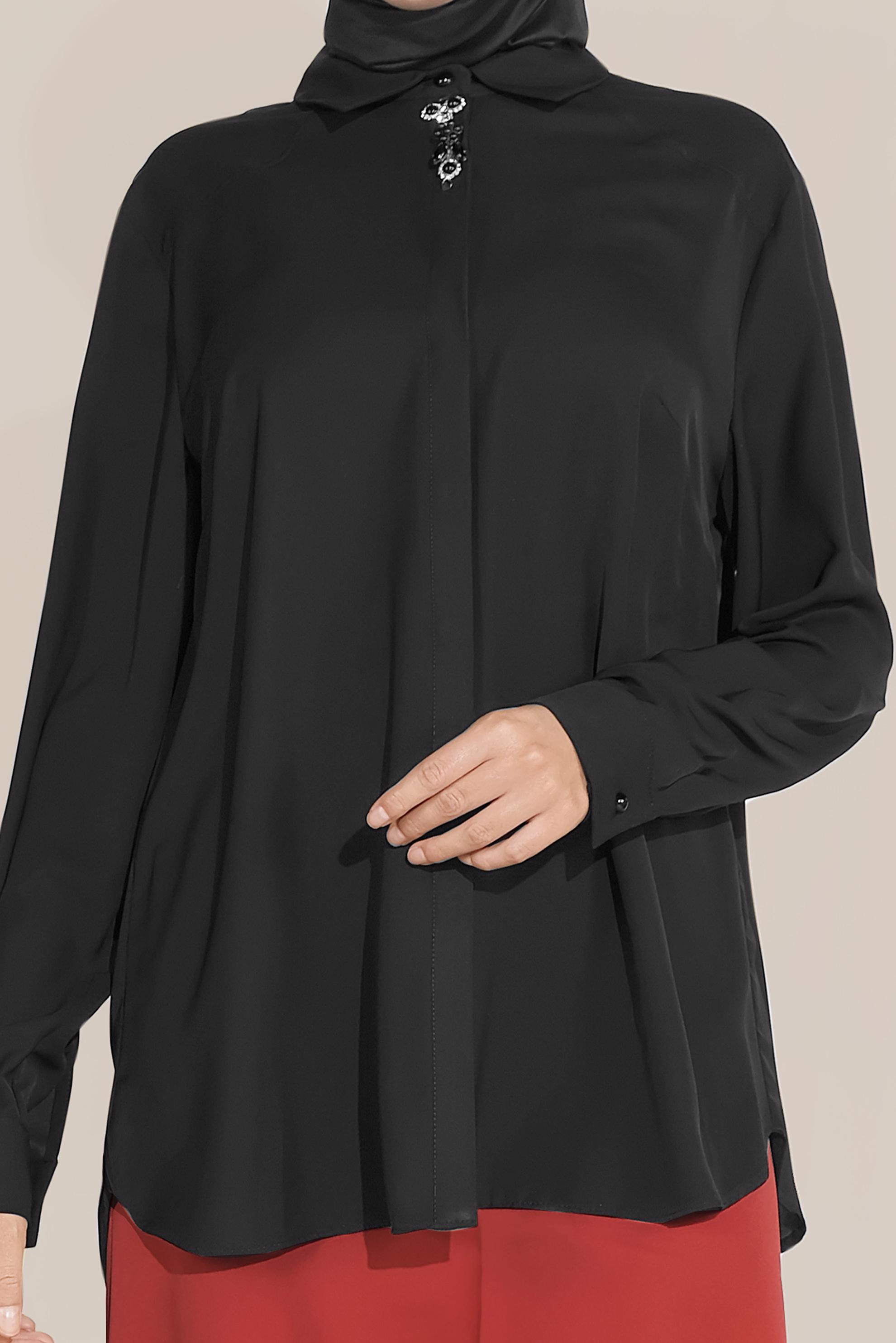Vêtements hijab NOIR TOP À EMBELLIE 20037 