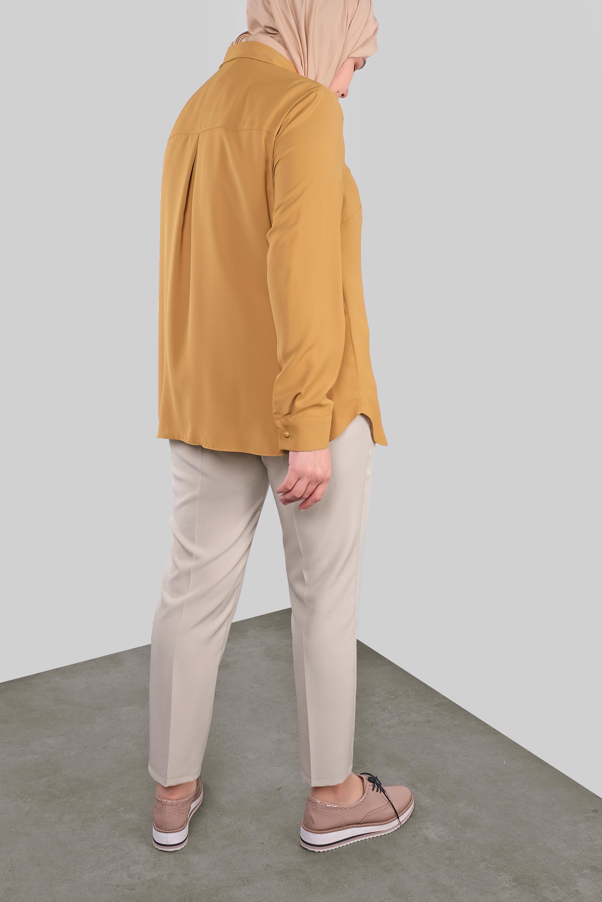 Tesettür giyim SARI TAŞLI BROŞLU BLUZ 20037 