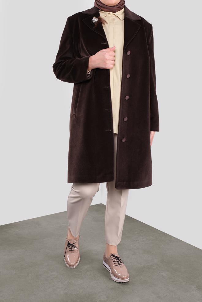 Vêtements hijab BEIGE BLOUSE À BOUTONS DISSIMULÉS 20038 - ALVİNA