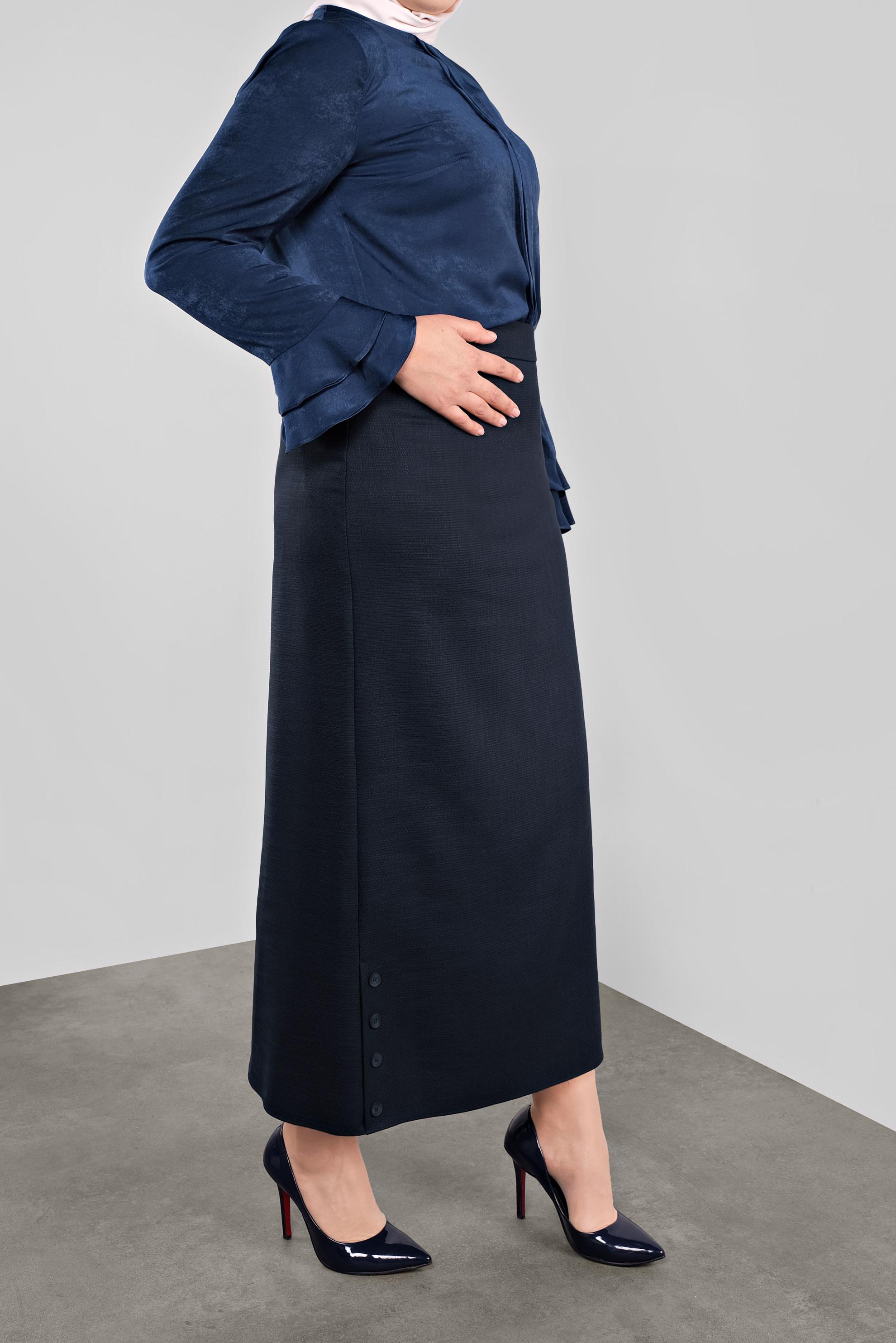 Vêtements hijab BLEU MARINE CHEMISIER À RUCHÉ 20039 