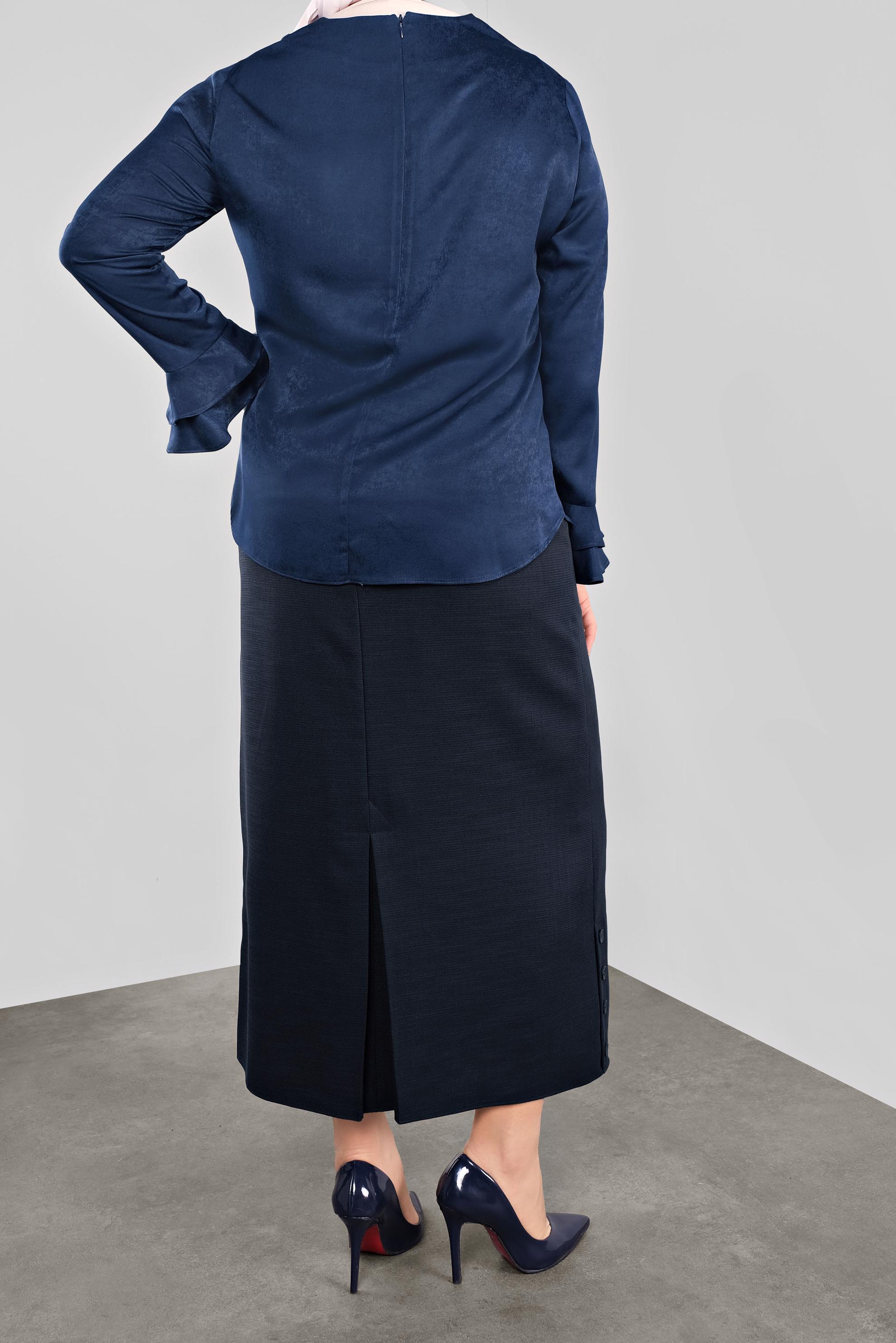 Vêtements hijab BLEU MARINE CHEMISIER À RUCHÉ 20039 