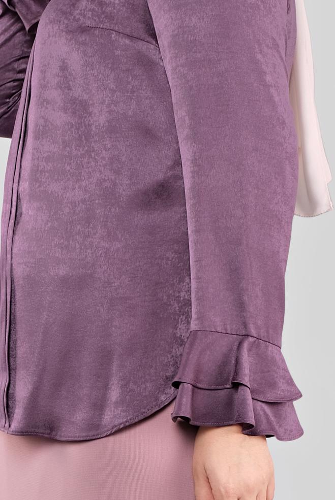 Vêtements hijab POURPRE CHEMISIER À RUCHÉ 20039  - ALVİNA
