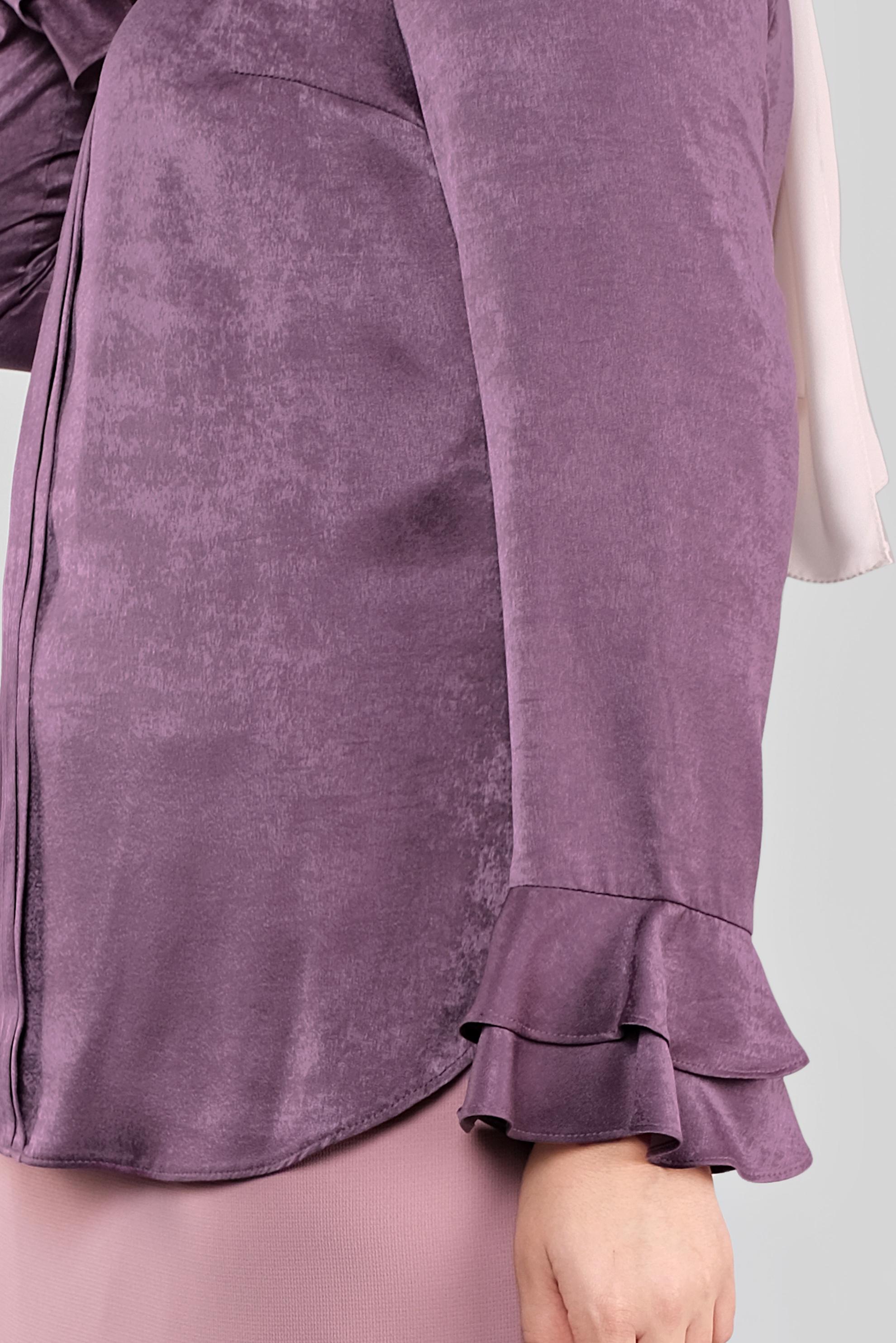 Tesettür giyim MOR KOLLARI FIRFIRLI BLUZ 20039 